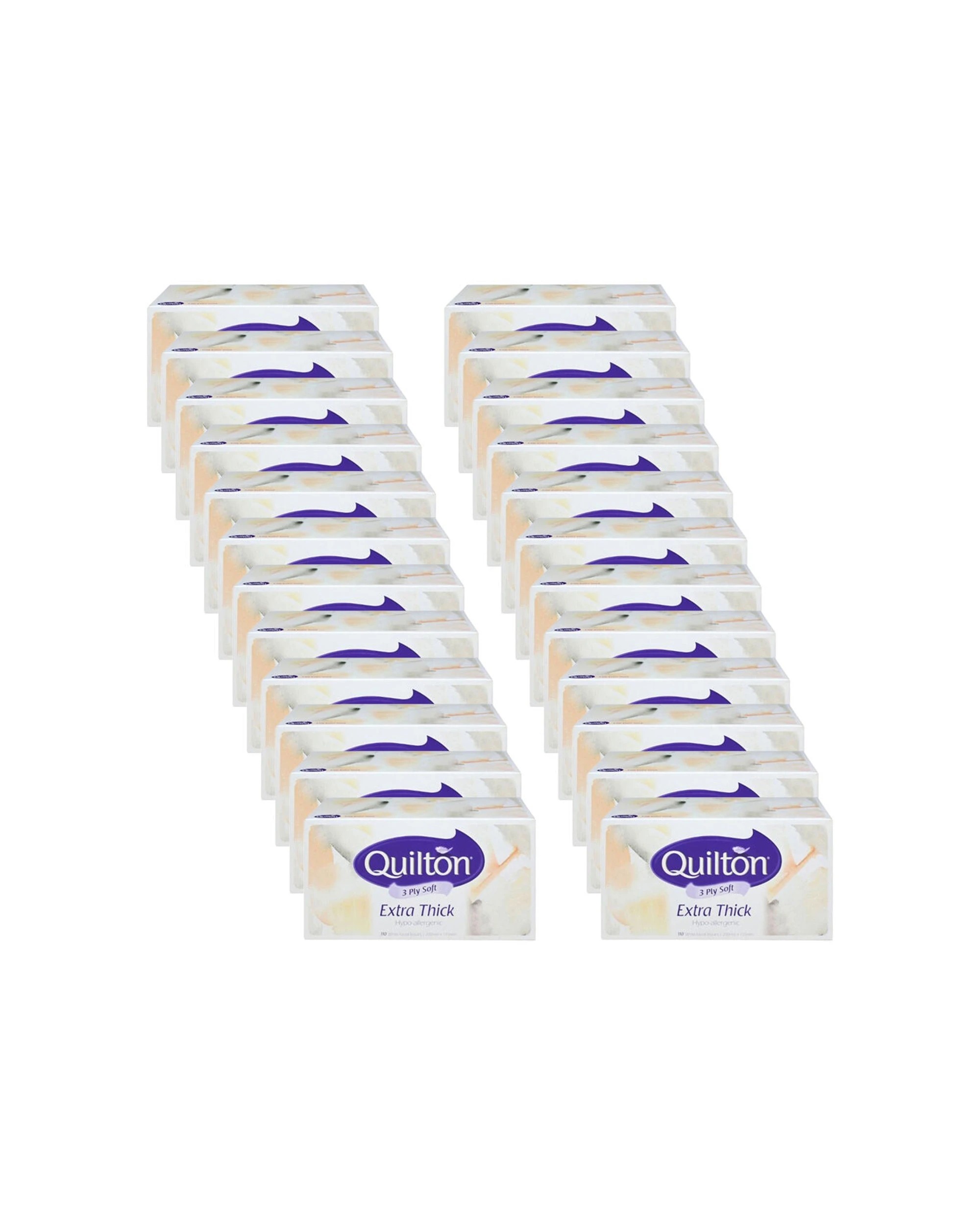 1 Quilton 24x 110pc 3 Ply Facial Tissues Hypo-Allergenic Soft Durable Bulk Pack  - White, 1 of 1