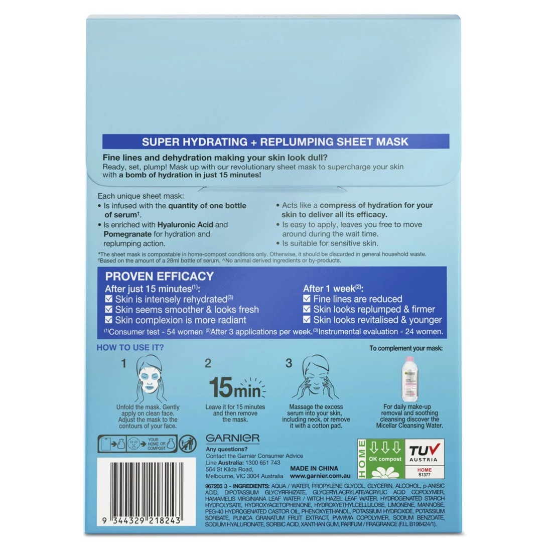 8 Garnier SkinActive 5 Pack Hydra Bomb Sheet Mask - Hyaluronic Acid and Pomegranate, 8 of 8