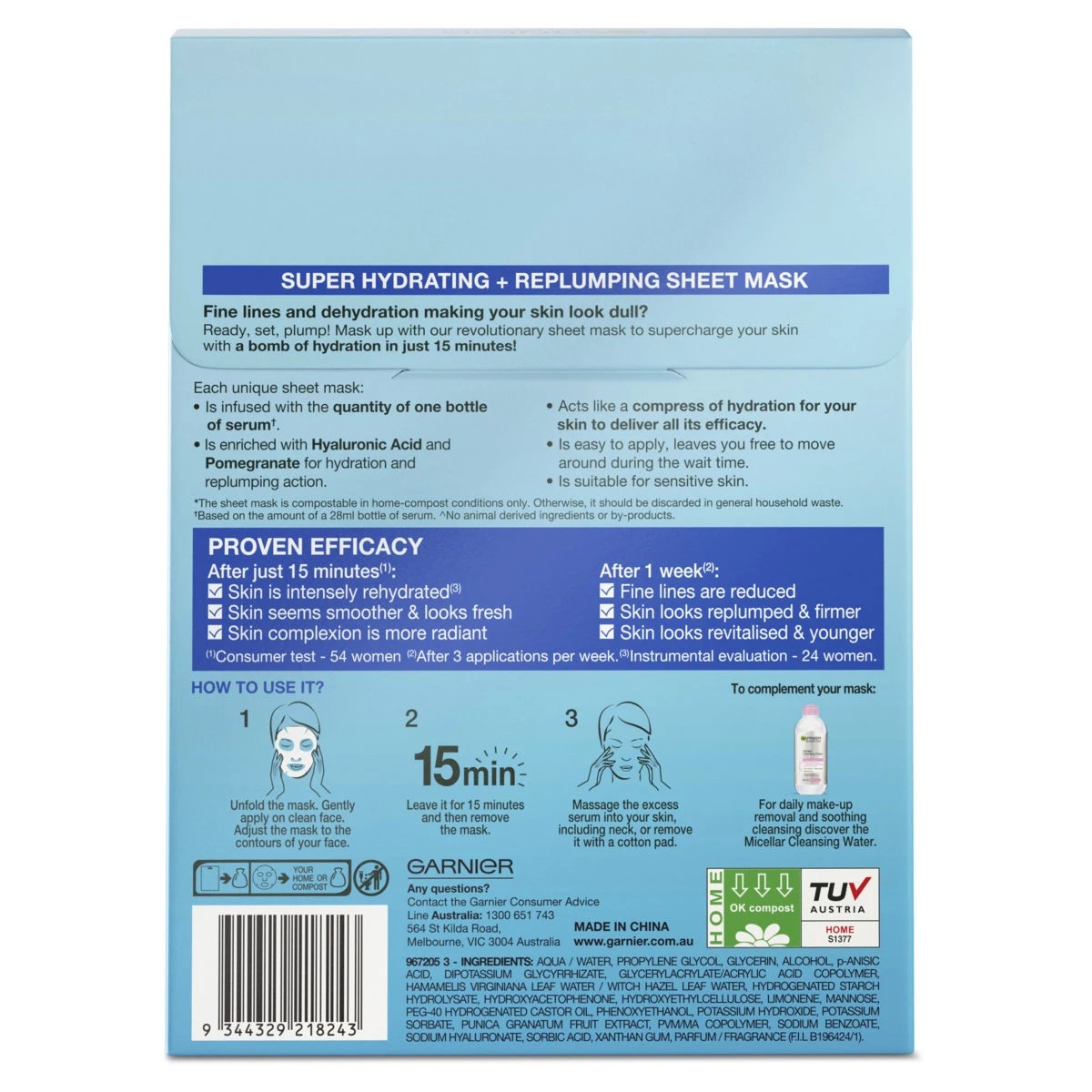 8 Garnier SkinActive 5 Pack Hydra Bomb Sheet Mask - Hyaluronic Acid and Pomegranate, 8 of 8