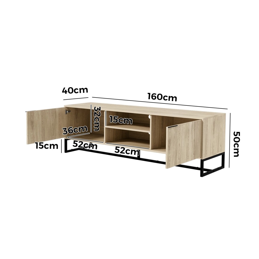 9 Oikiture Entertainment Unit Tv Cabinet 160cm
 - Natural, 9 of 10