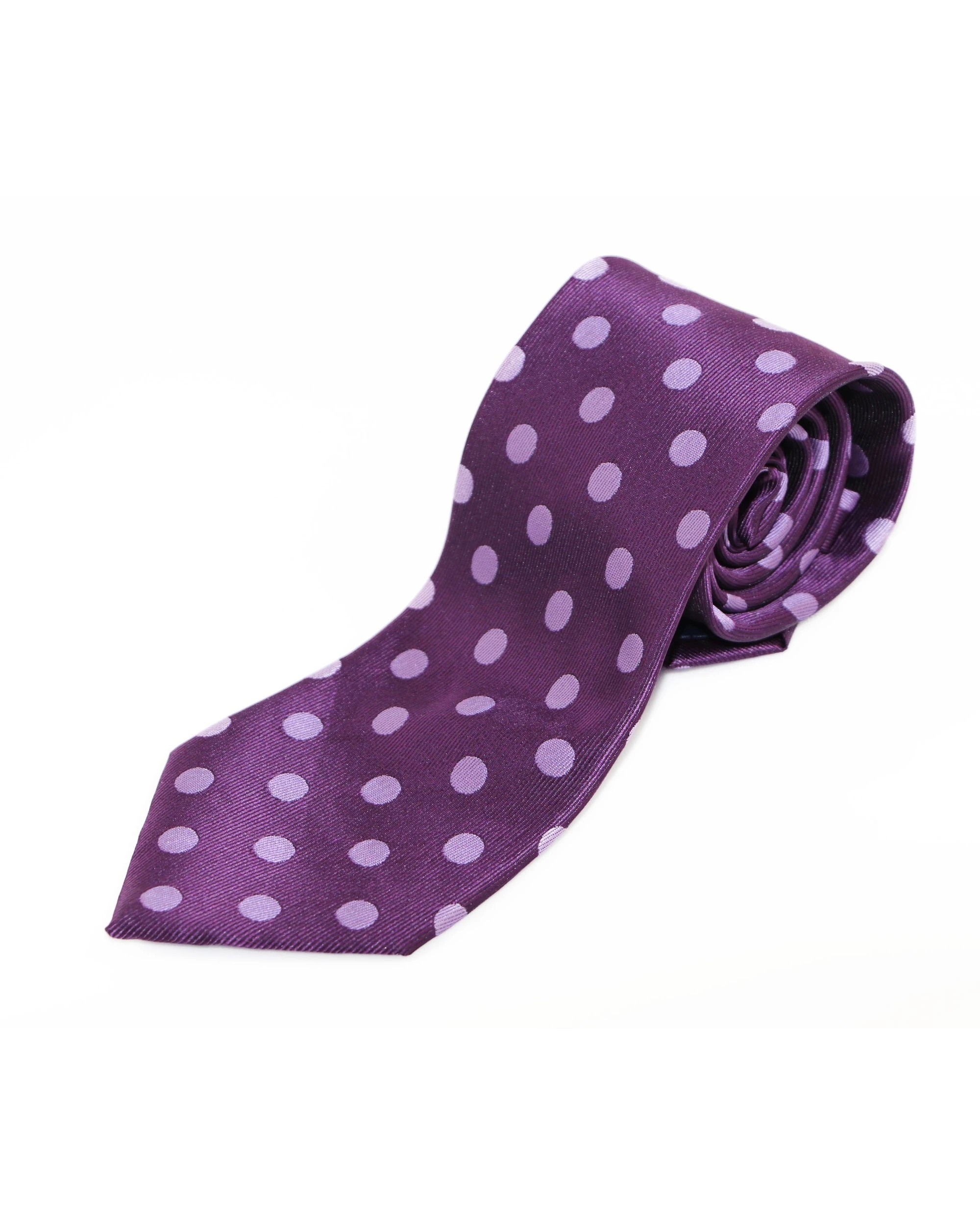 2 Zasel Mens Purple Polka Dot Patterned 8cm Neck Tie, 2 of 2