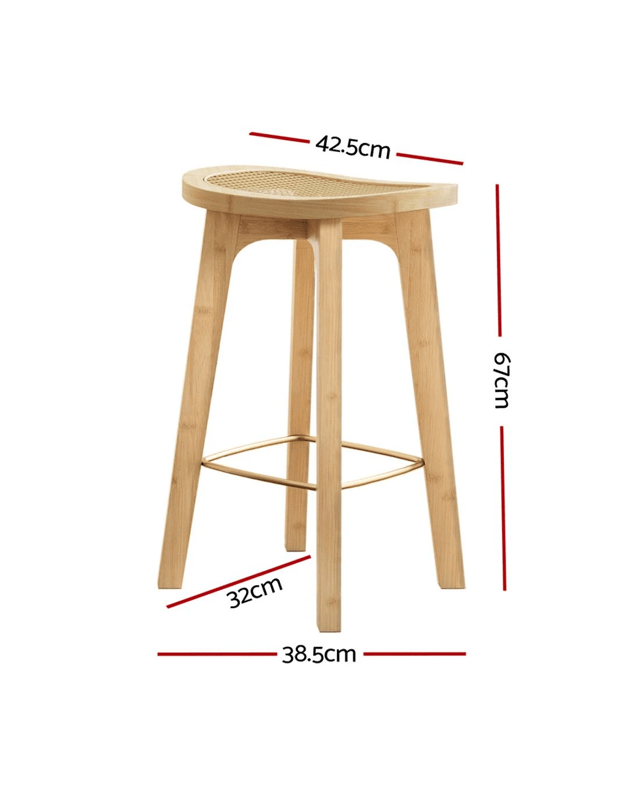 Artiss 2x Bar Stools Bamboo Rattan Stool Counter Chair Kitchen - Nat
