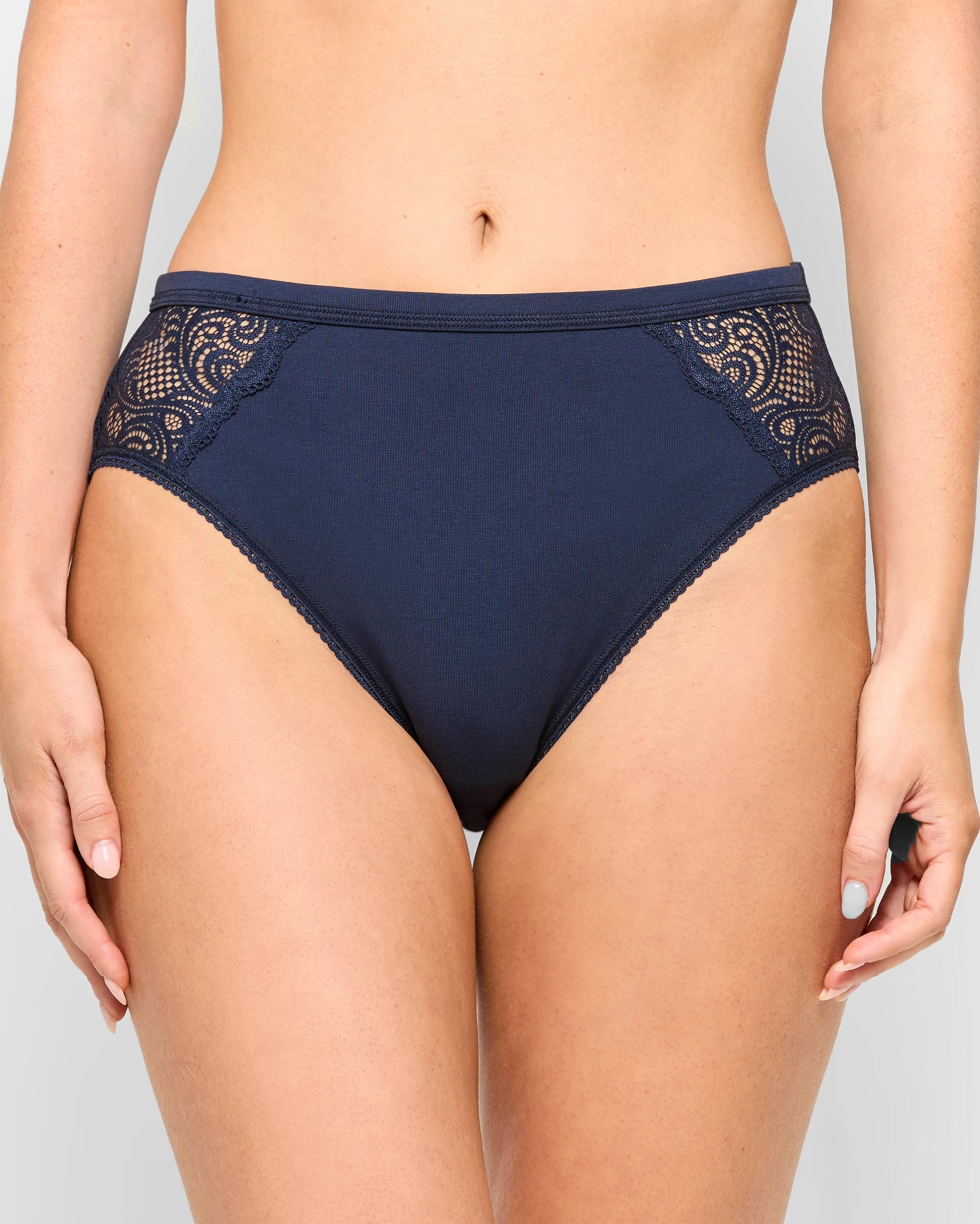 2 Target 2 Pack Australian Cotton And Lace High Cut Briefs NAVY BLUE, 2 of 4