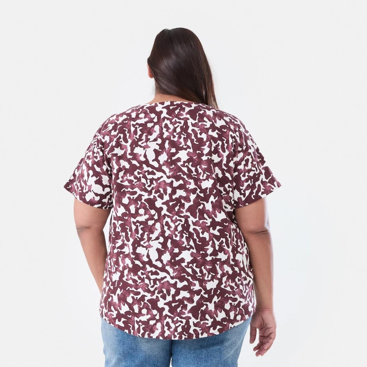 3 Curve Short Sleeve Woven Top Abst Ani, 3 of 5