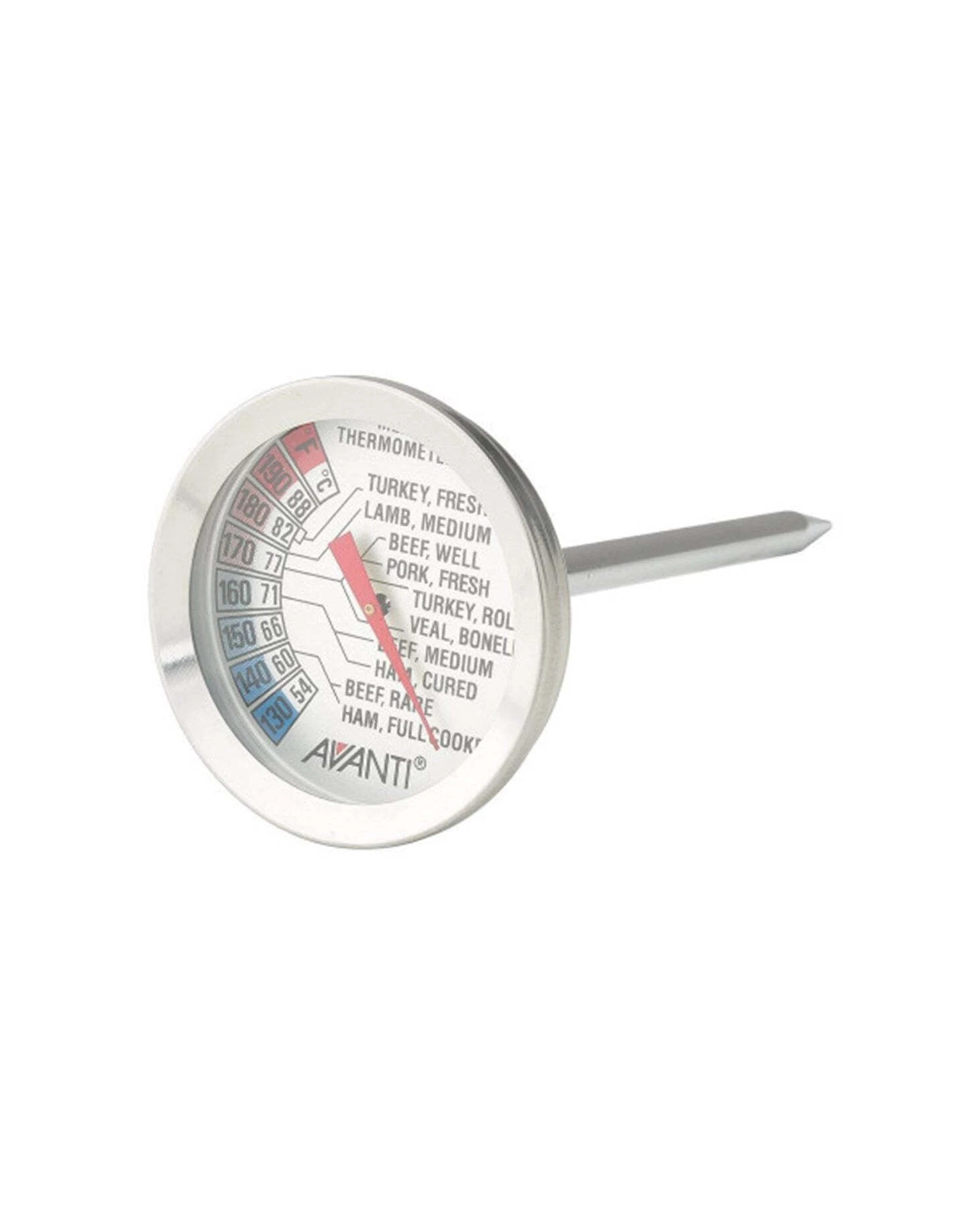 1 Avanti Stainless Steel Tempwiiz Meat Pork Steak Thermometer - Silver, 1 of 1