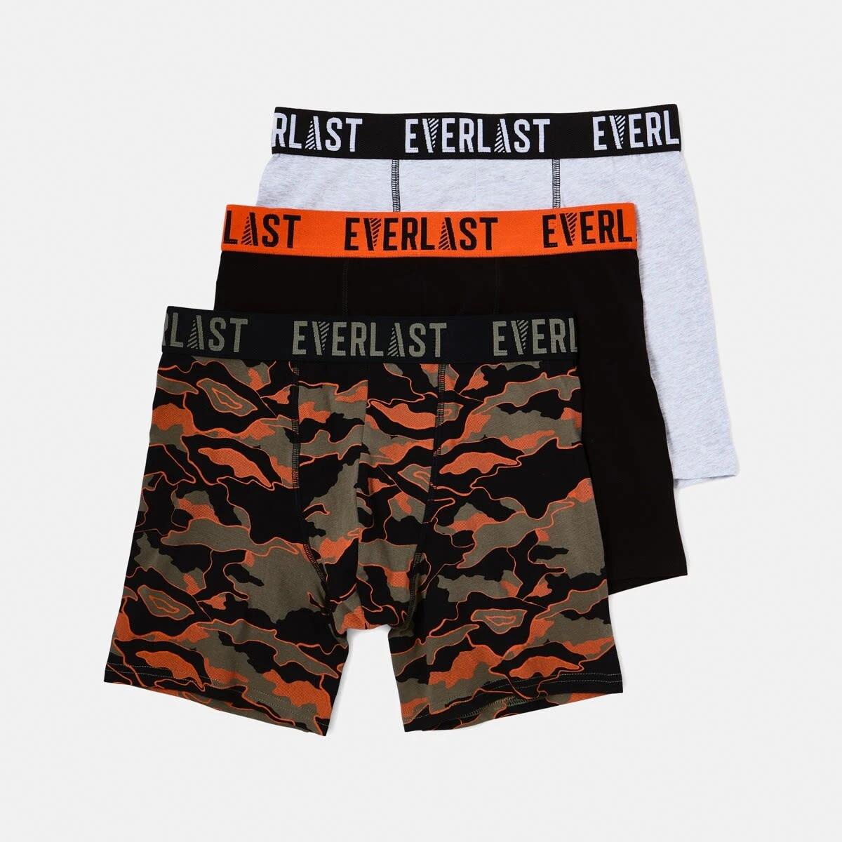 1 3 Pack Everlast Mens Mid Length Trunks CHARCOAL CAMO, 1 of 7