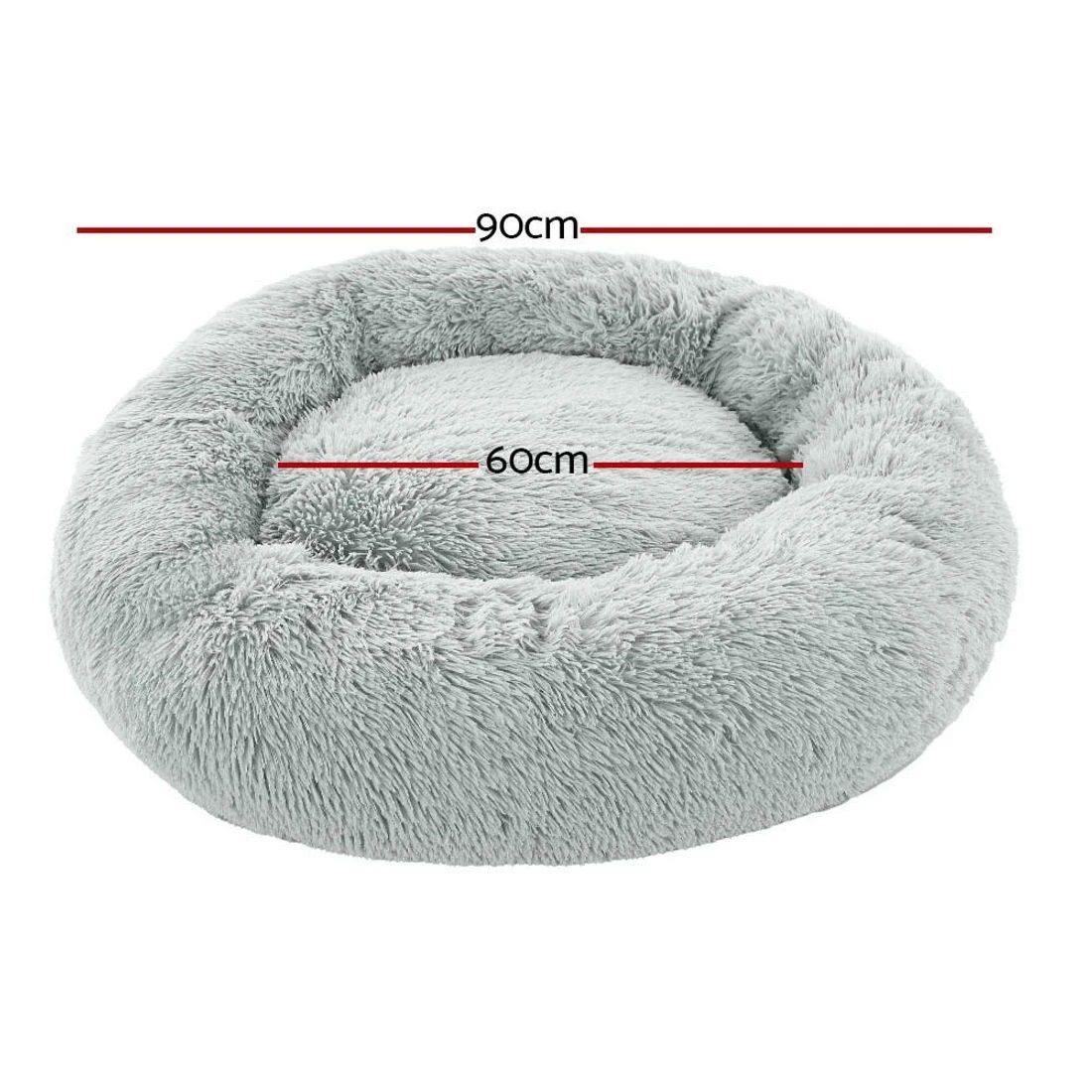 2 i.Pet Pet Bed Dog Cat 90cm Large Calming Soft Plush - Grey, 2 of 5
