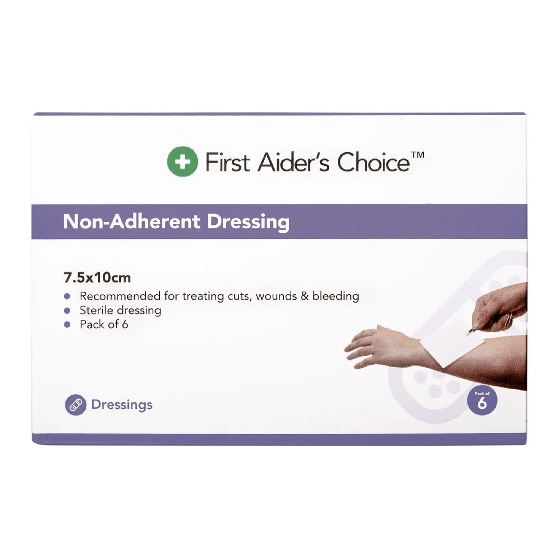 1 First Aider’s Choice 7.5x10cm Non-Adherent Dressing 6 Pack, 1 of 4
