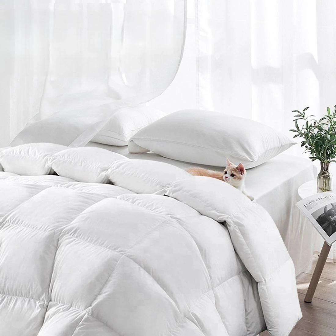 3 Giselle Bedding 500GSM Duck Down Feather Quilt - King Bed - White, 3 of 8