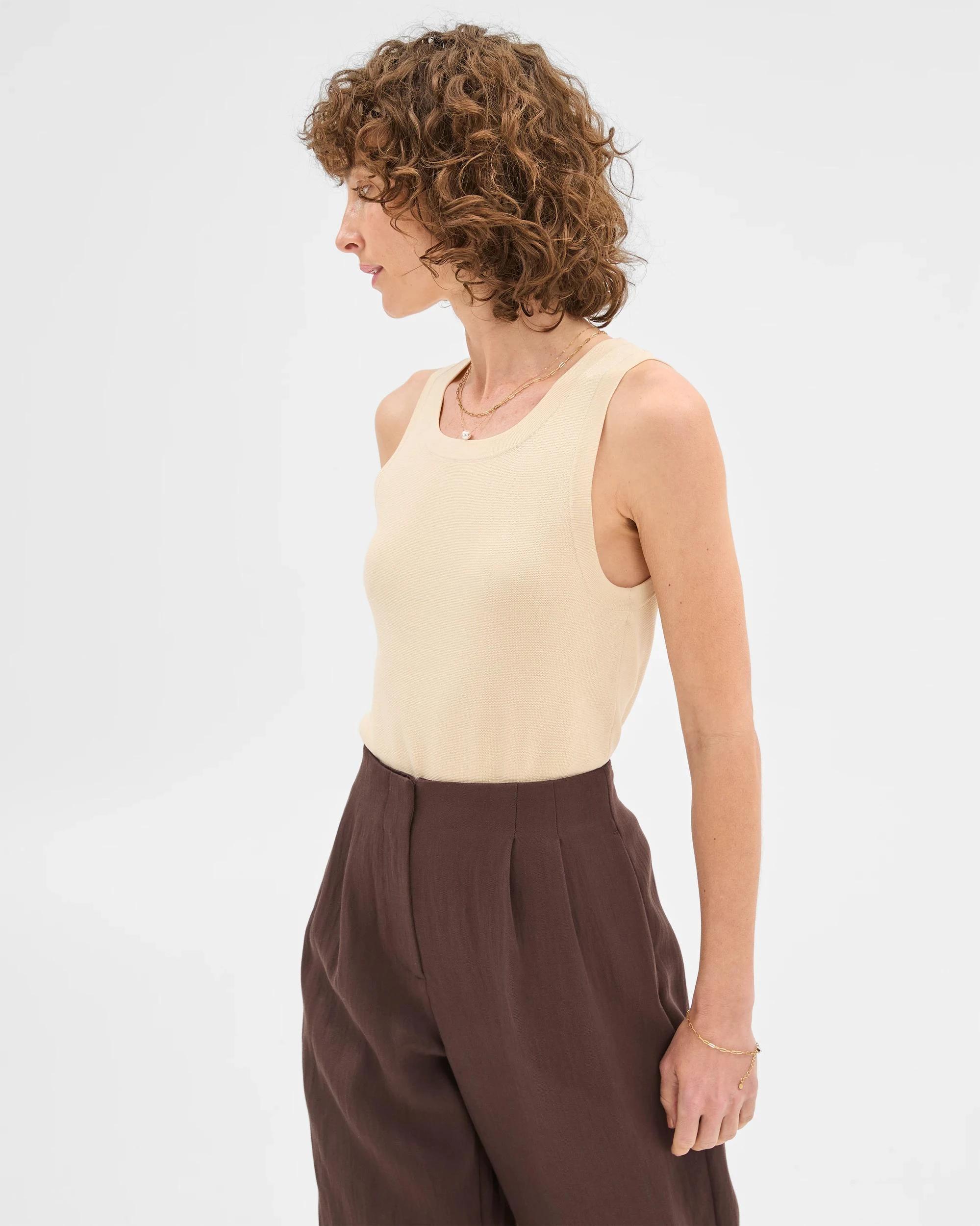 5 Ultimate Milano Sleeveless Tank Top - Preview BUTTER CREAM, 5 of 6