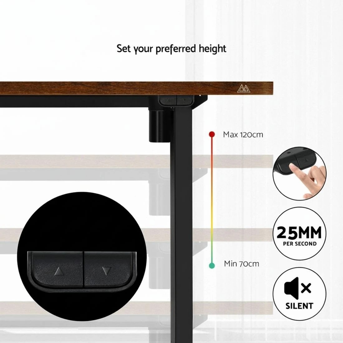 4 Artiss Standing Desk Motorised Rustic Brown - Multi, 4 of 5