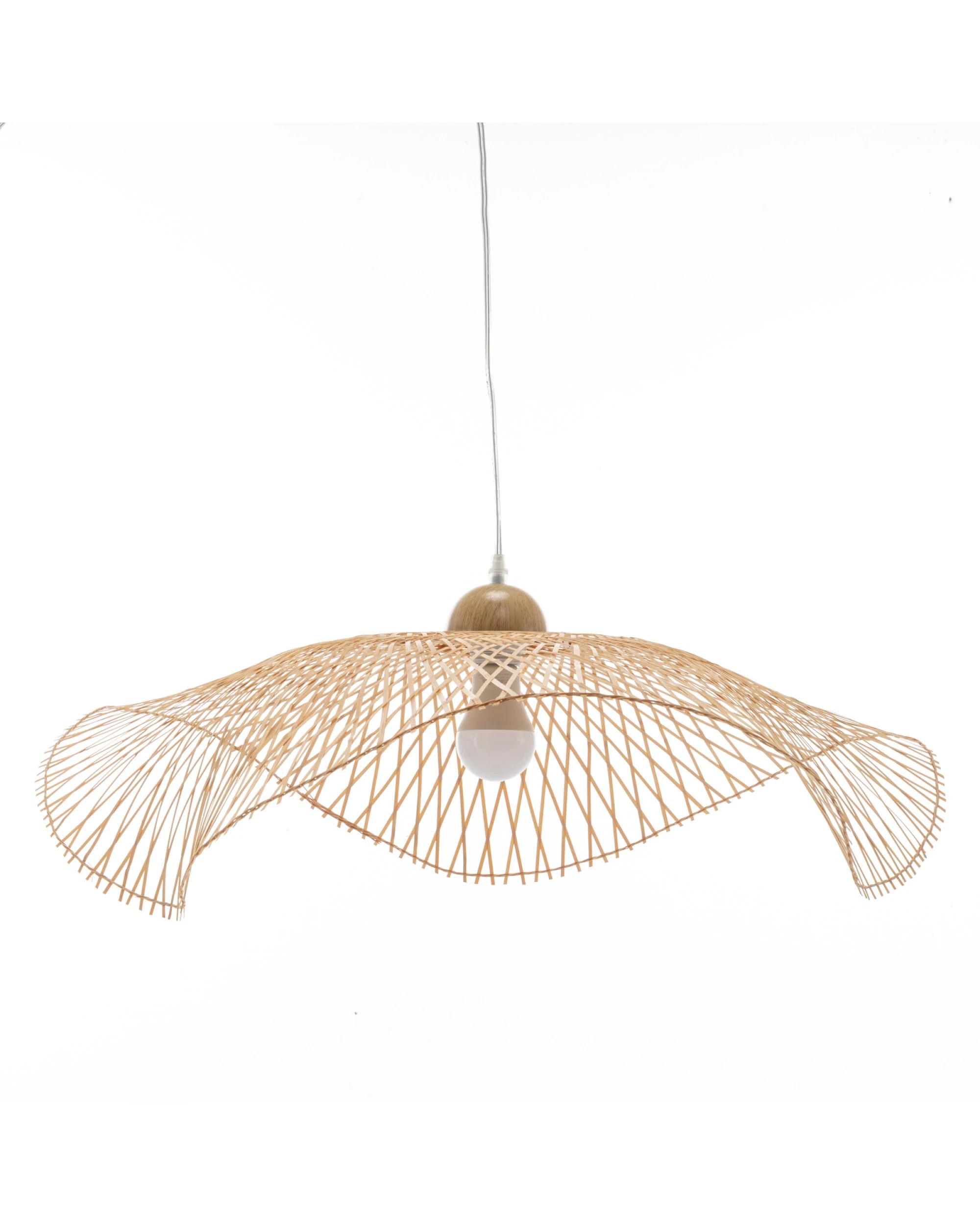 1 BR Home Serene Natural Hand-Woven Bamboo Wave Pendant Lamp Light Large, 1 of 6
