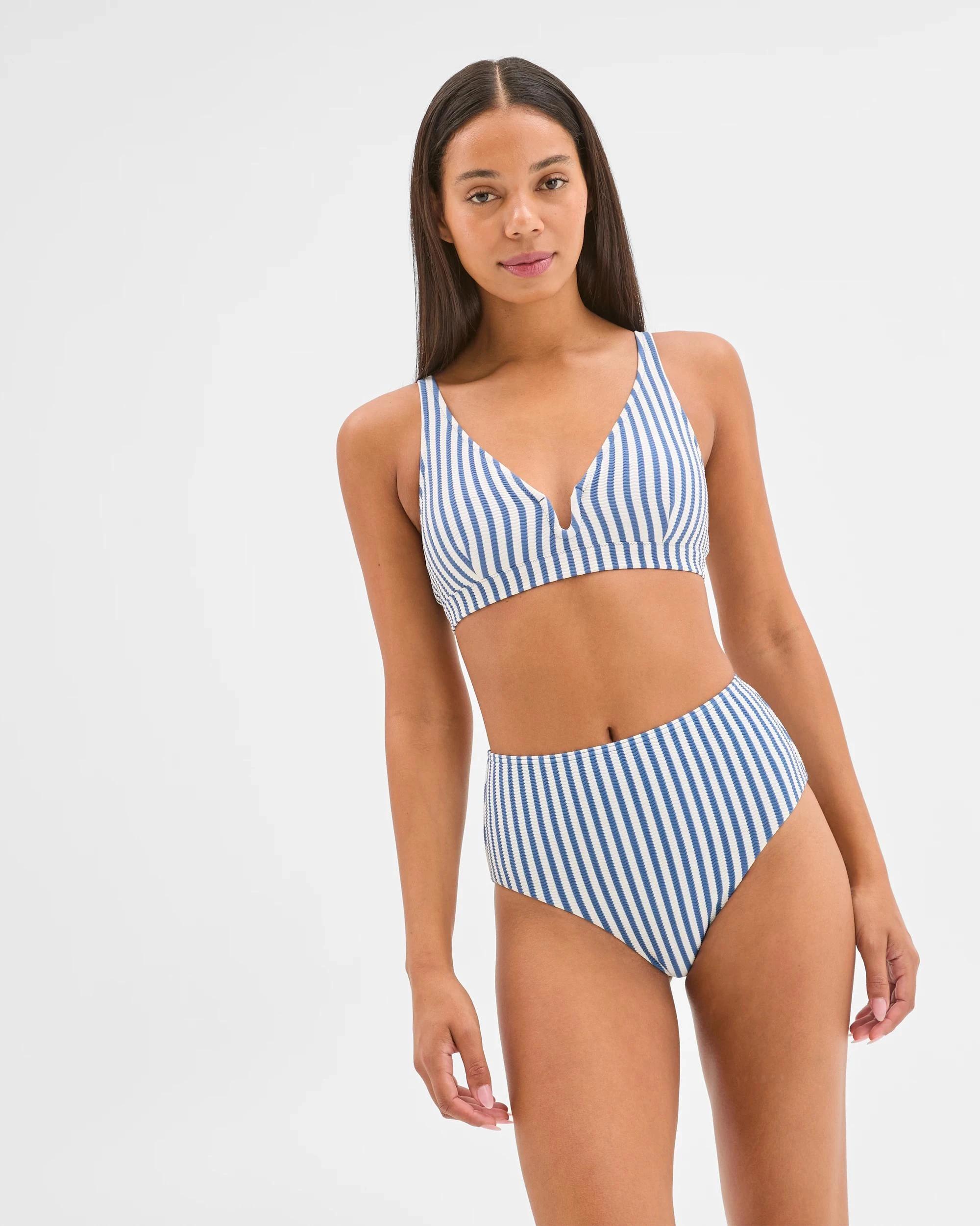 2 Target Woman Resort High Waisted Textured Bikini Bottoms STEEL STRIPE, 2 of 9