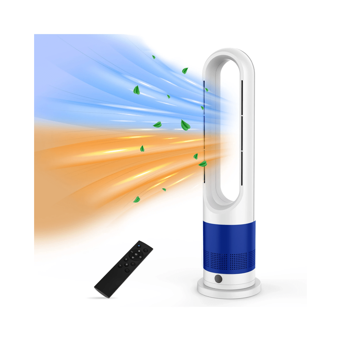 1 Advwin Bladeless Tower Fan, 2 In 1 Electric Fan Heater With 8 Speeds, for Room Bedroom Office Use, 1 of 3