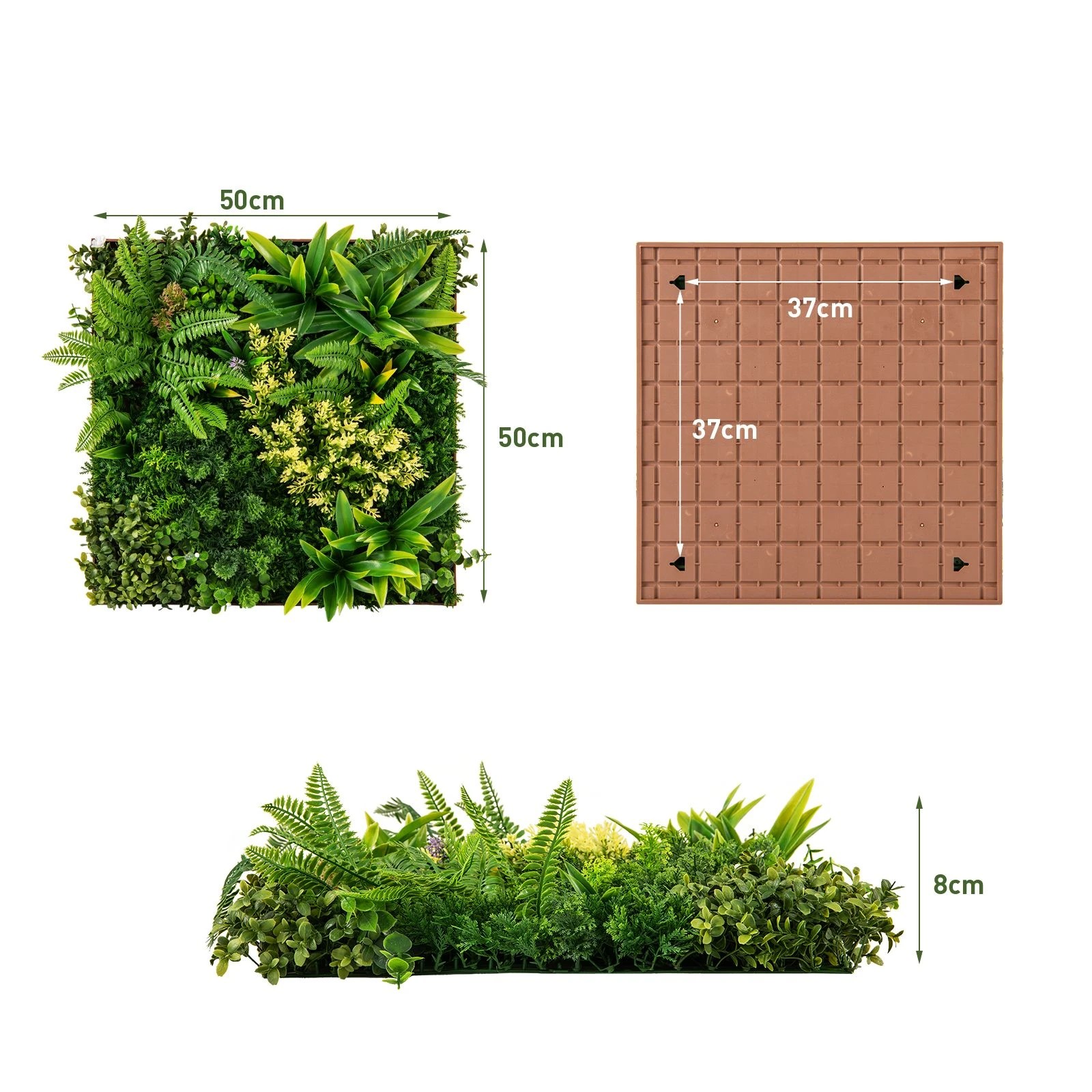 4 Costway Artificial Foliage Wall Art Indoor Outdoor Faux Plant Wall Decoration, 4 of 4