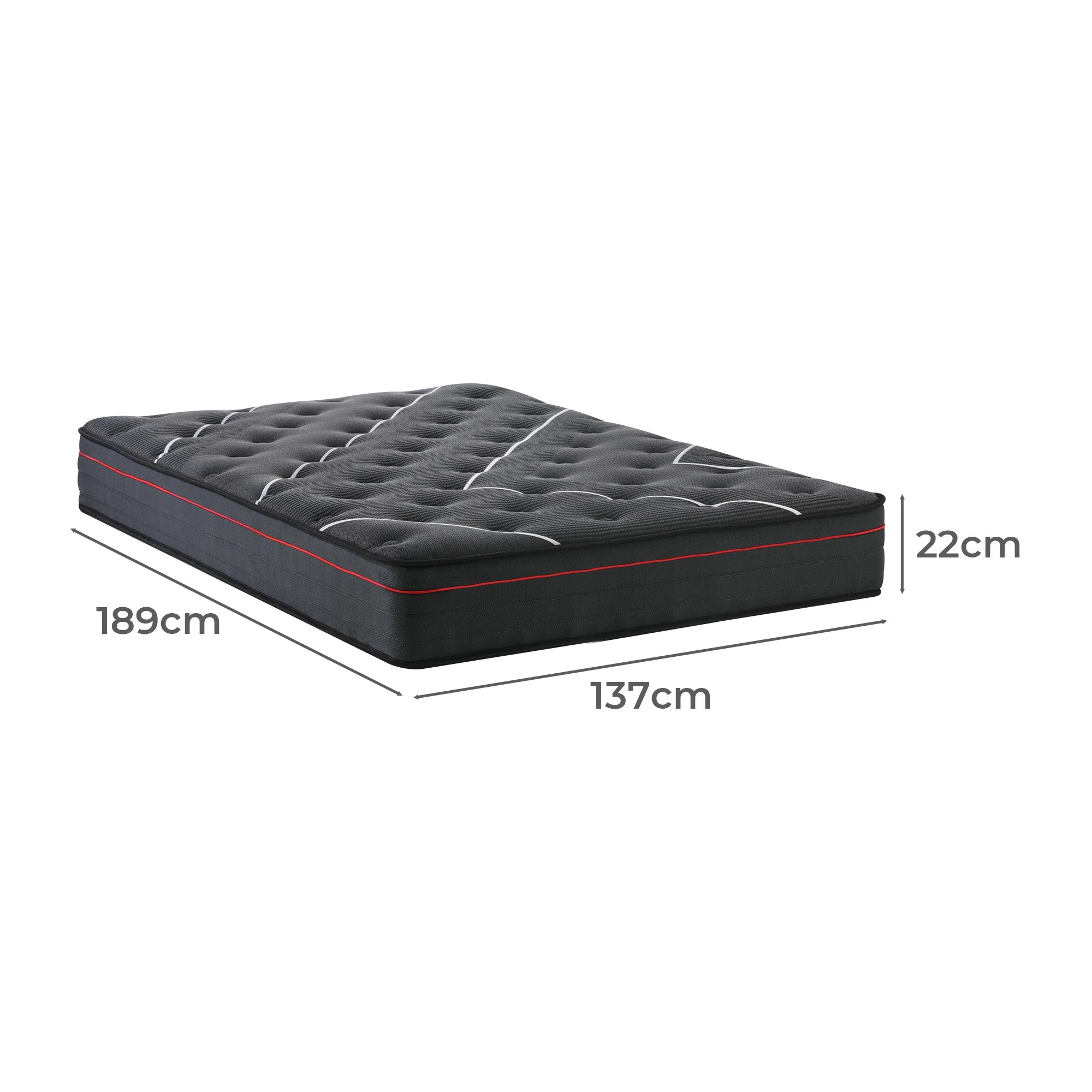 1 Bedra Bedding Double Mattress Tight Top Bed Cool Gel Foam Pocket Spring 22cm Medium
 - Black, 1 of 1