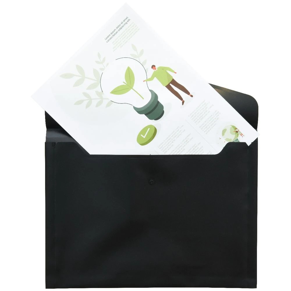 4 J.Burrows A4 Button Document Wallet Black, 4 of 5