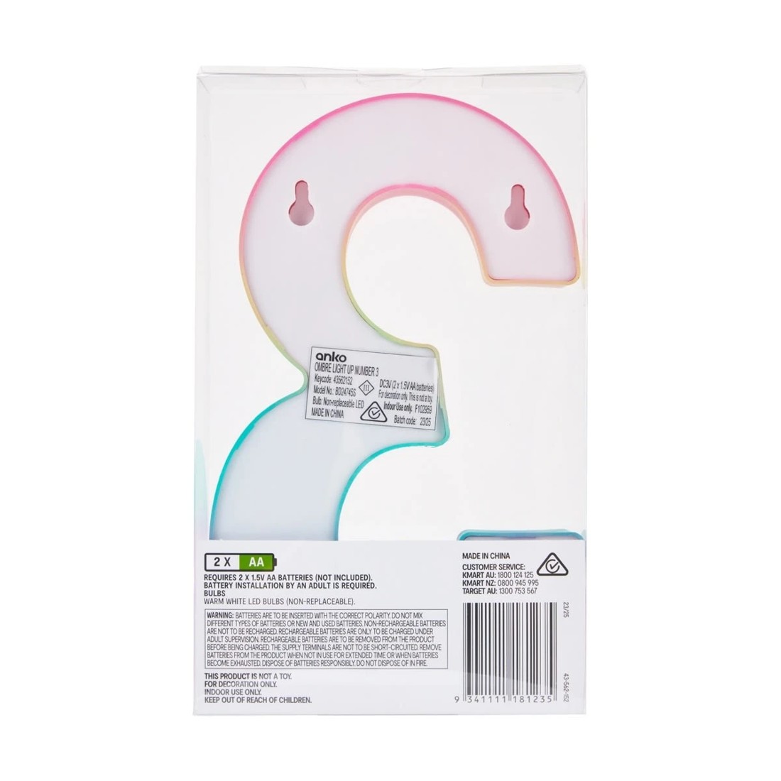 5 Ombre Light Up Number - 3, 5 of 5