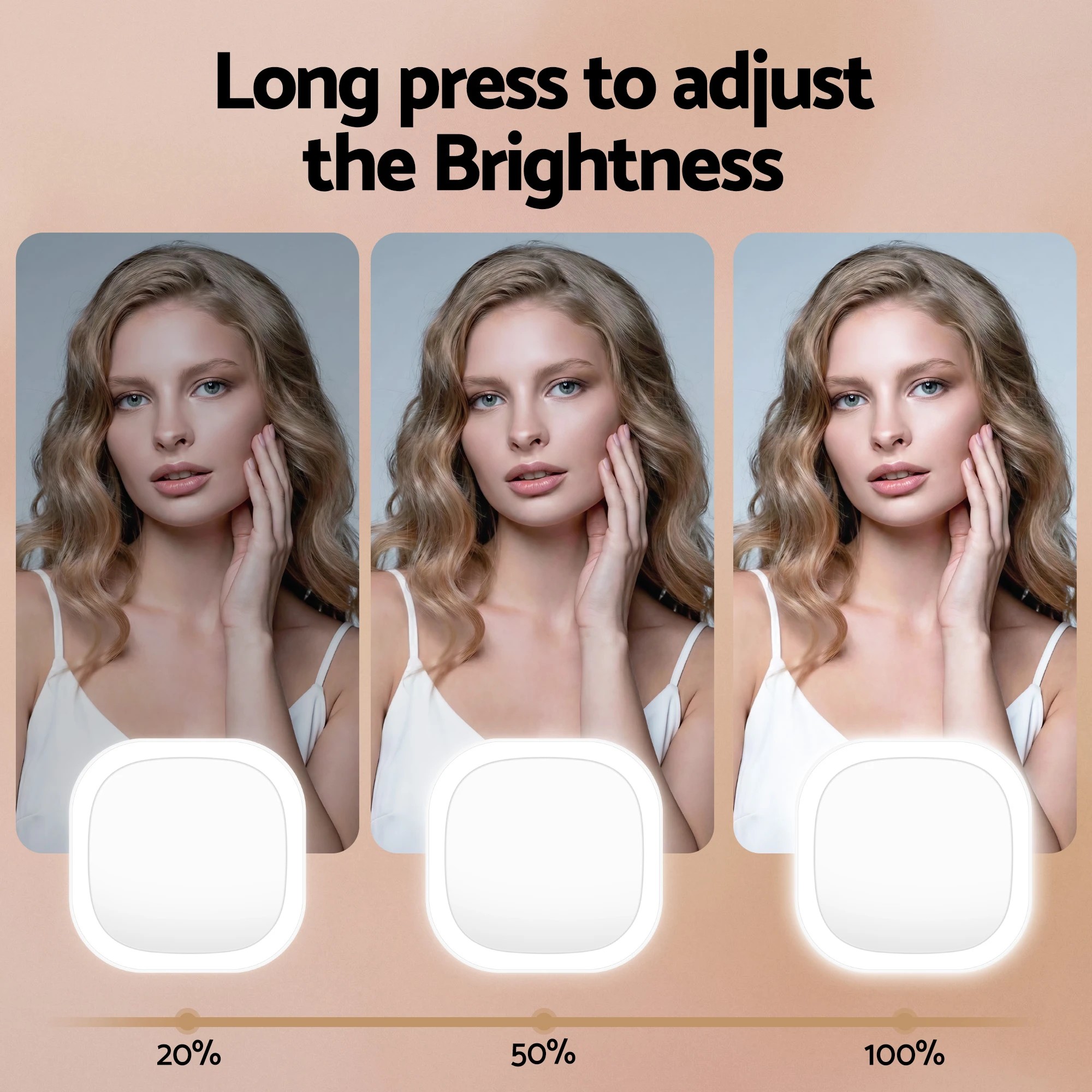 4 Embellir LED Compact Mirror Lighted Travel Makeup Mirror Pocket-Sized 1x 10x Magnification Square - White, 4 of 7