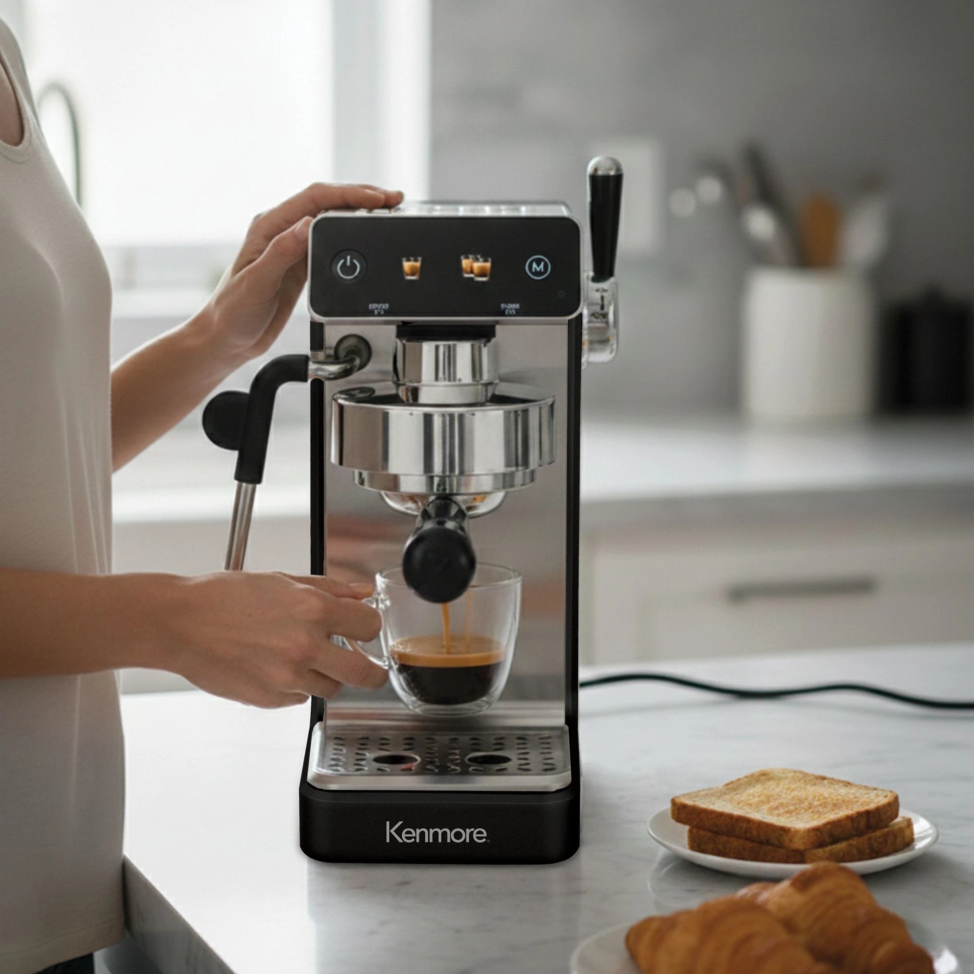 2 Kenmore Dualis Espresso Machine, Dual Thermoblock Simultaneous Brew & Steam, Italian ULKA Pump, 2 of 7