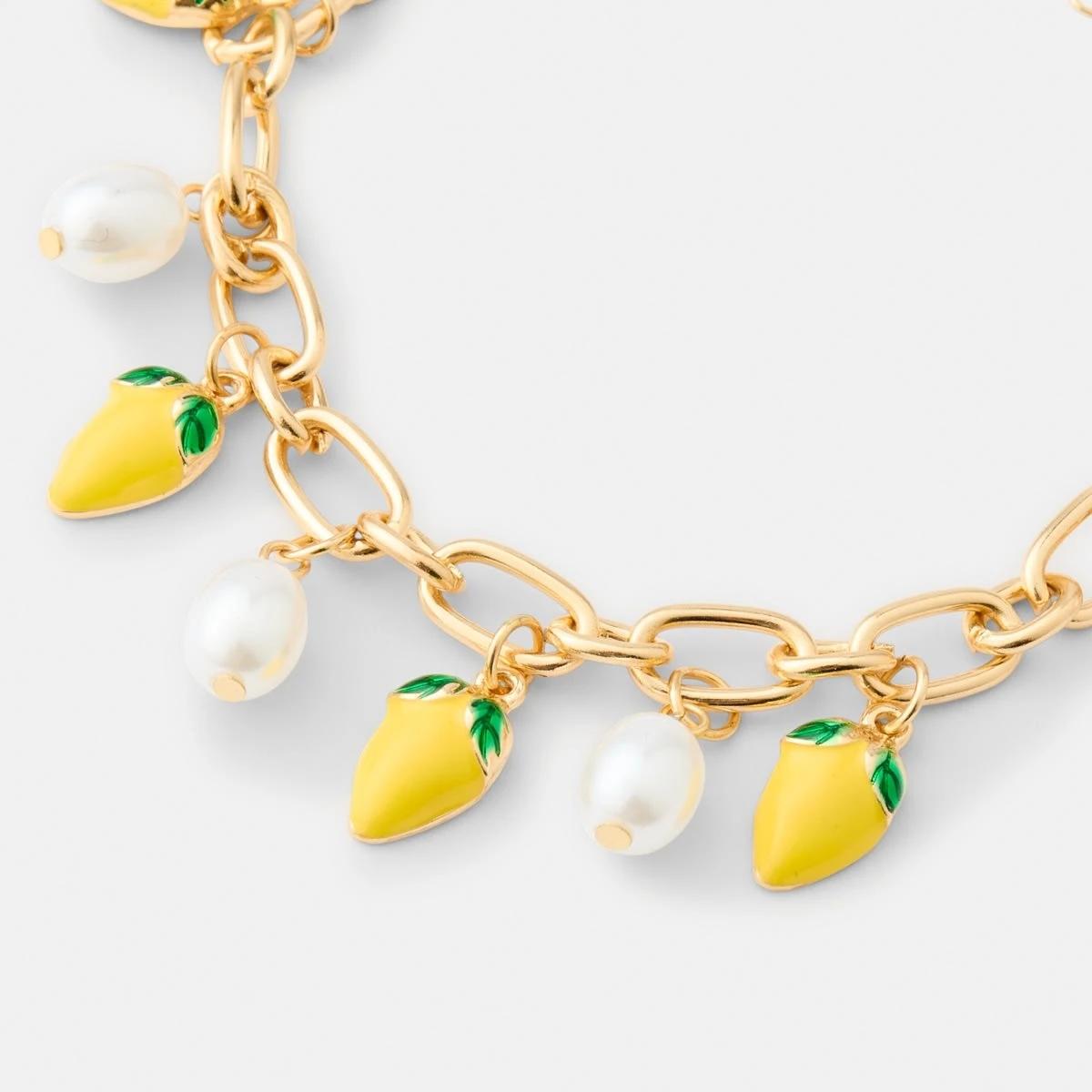 4 4 Pack Lemon Bracelets - White, Yellow, Green and Gold Tone Gold, 4 of 7