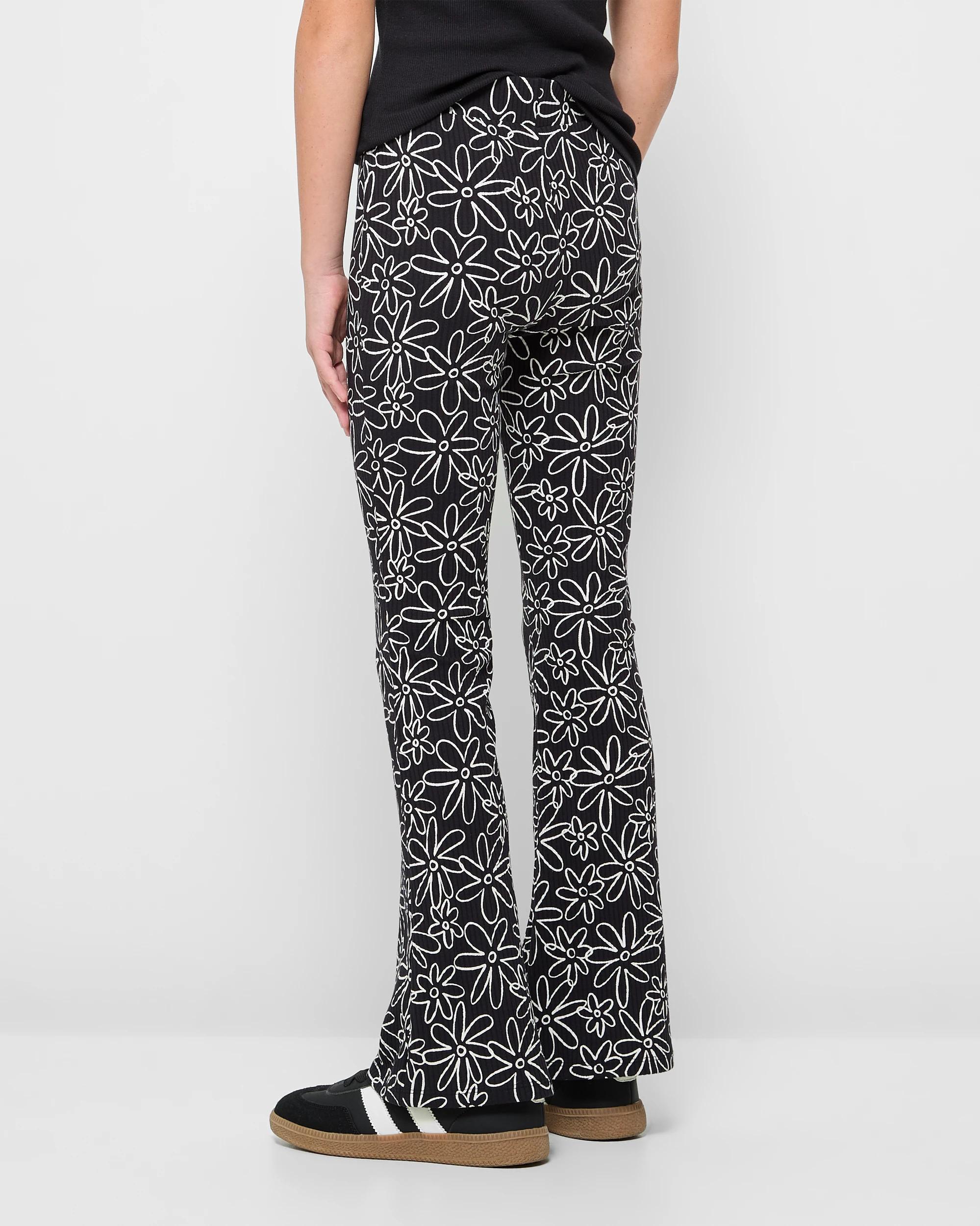 3 Target Youth Australian Cotton Rib Flare Leggings BLACK FLOWER, 3 of 5