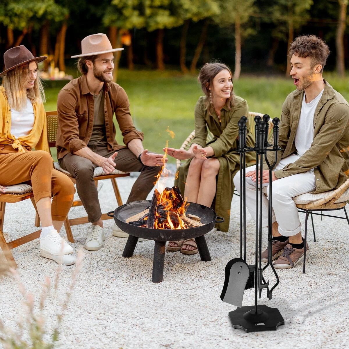 4 Ausway 5PCS Fireplace Tool Set Firepit Accessories, 4 of 5