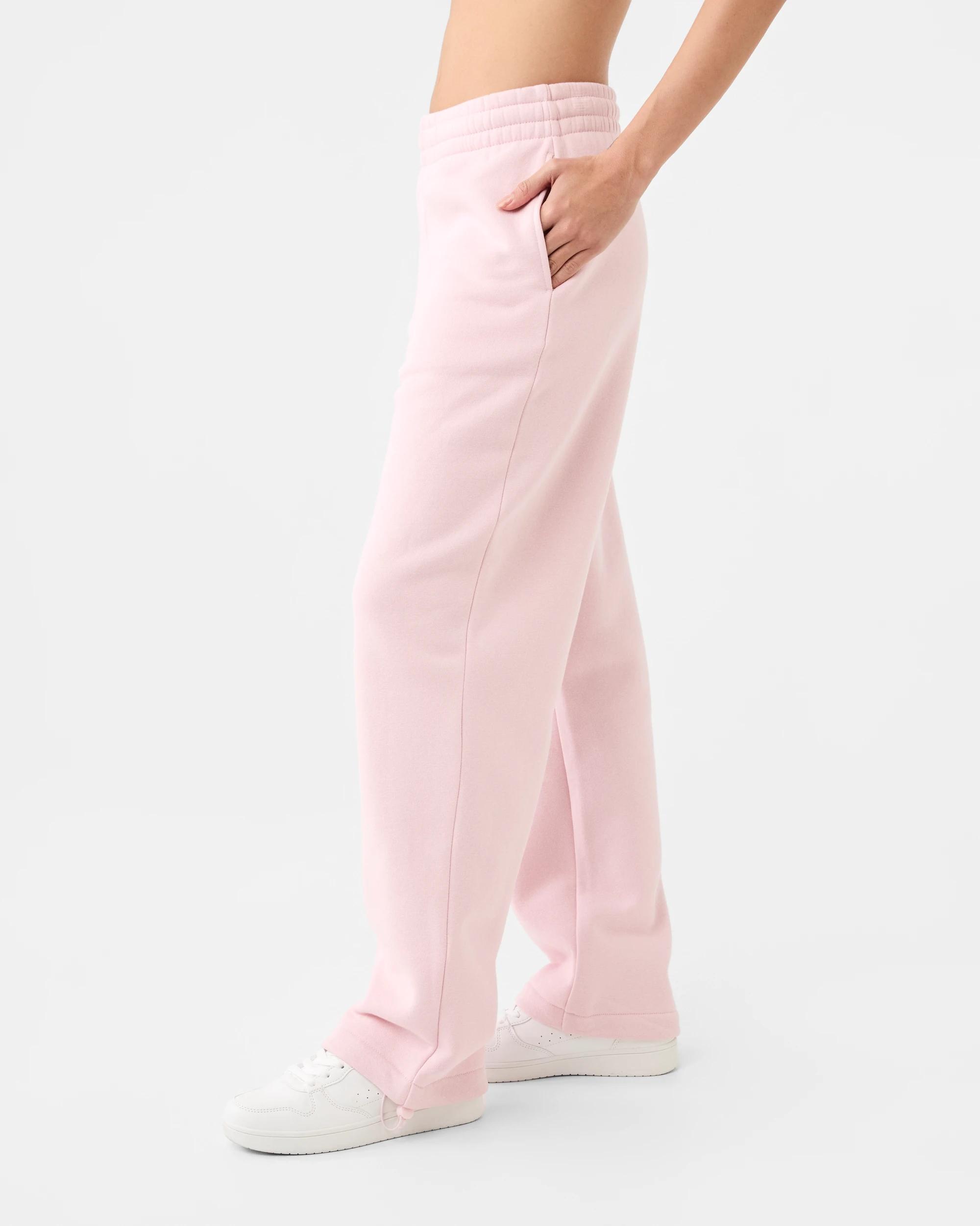 2 Active Womens Wide Leg Fleece Trackpants Aura Pink, 2 of 6