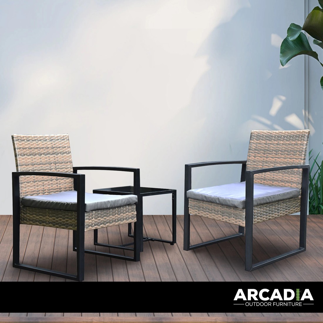 3 Arcadia Furniture Outdoor Wicker Rattan Patio Set Garden Patio Home - Brown, 3 of 4