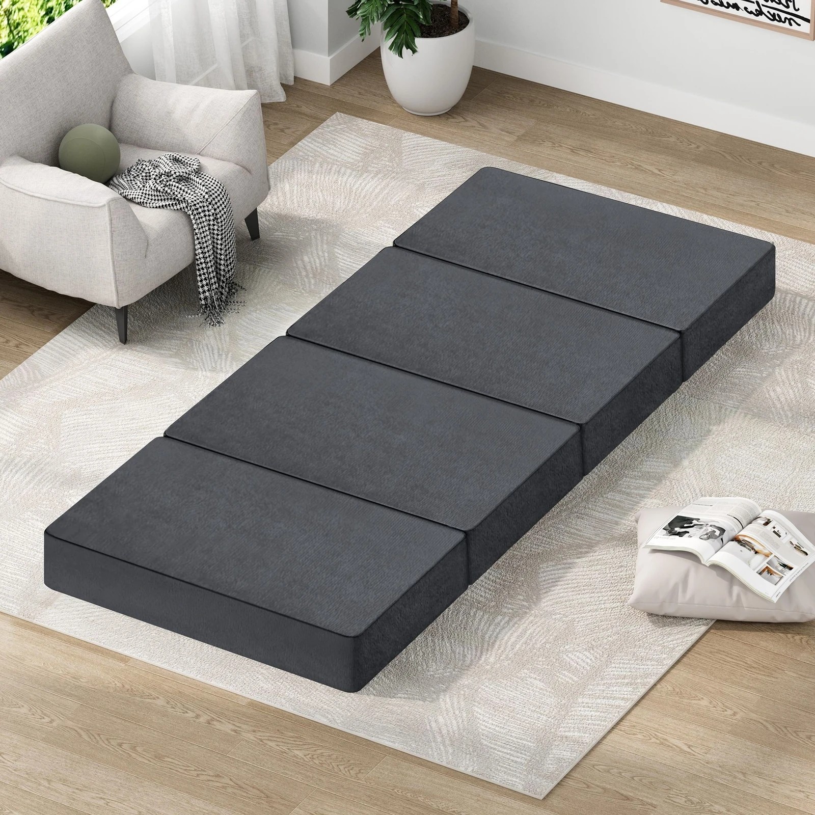 2 Starry Eucalypt Foldable Mattress Folding Foam Camping 70X180CM - Grey, 2 of 4
