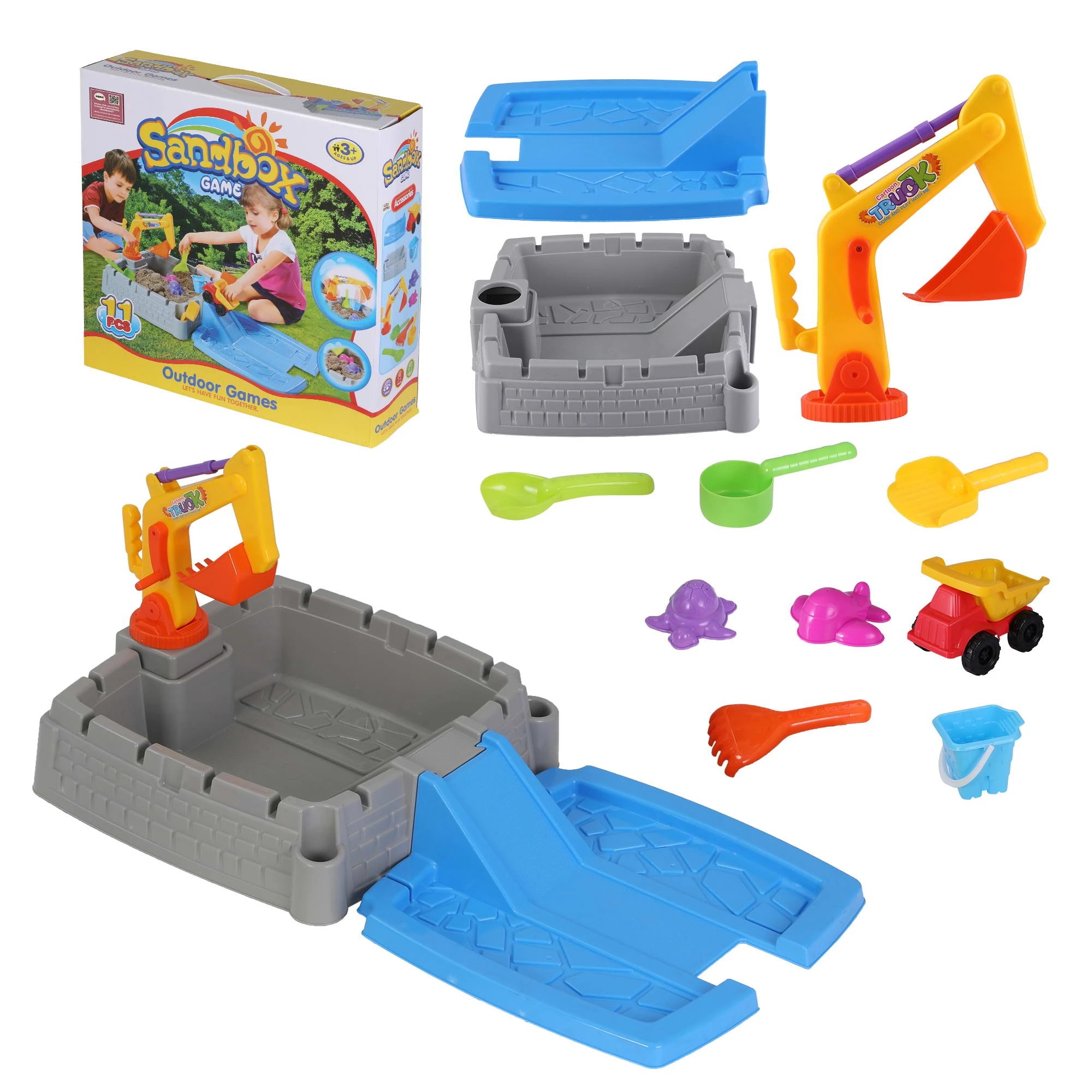 1 Keezi 2-in-1 Kids Construction Sandpit & Water Table - Multi, 1 of 7