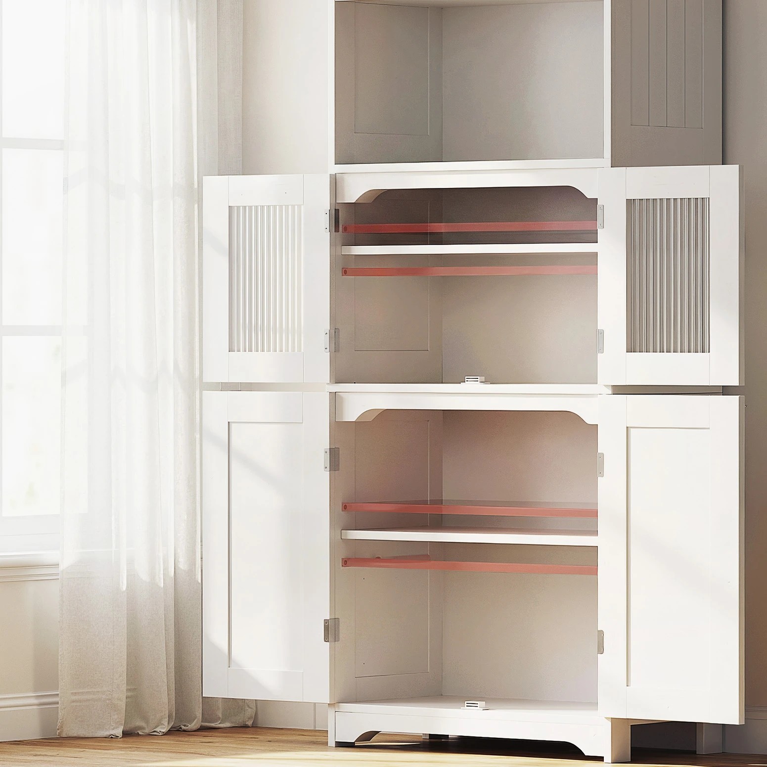6 Artiss Buffet Sideboard Cabinet Pantry Kitchen Bathroom Storage Cupboard - White, 6 of 8