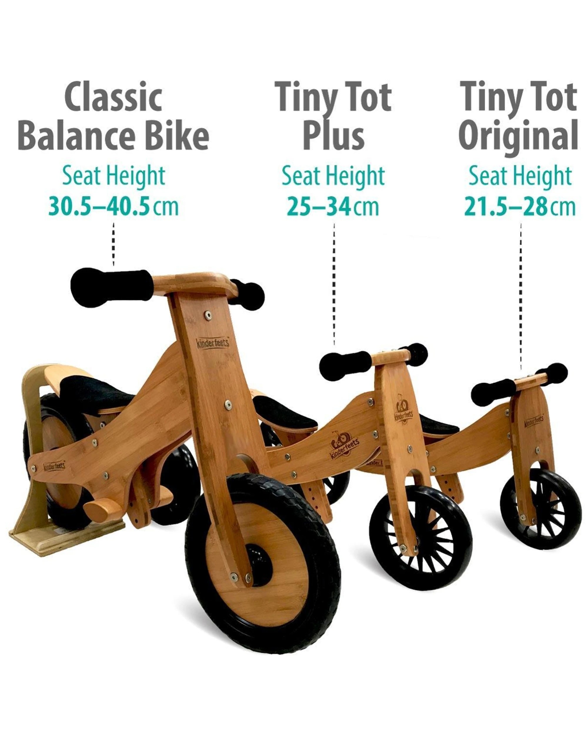 6 Kinderfeets Wood Tiny Tot Balance Bike Trike Sage 24m Plus Adjustable Seat - Green, 6 of 6