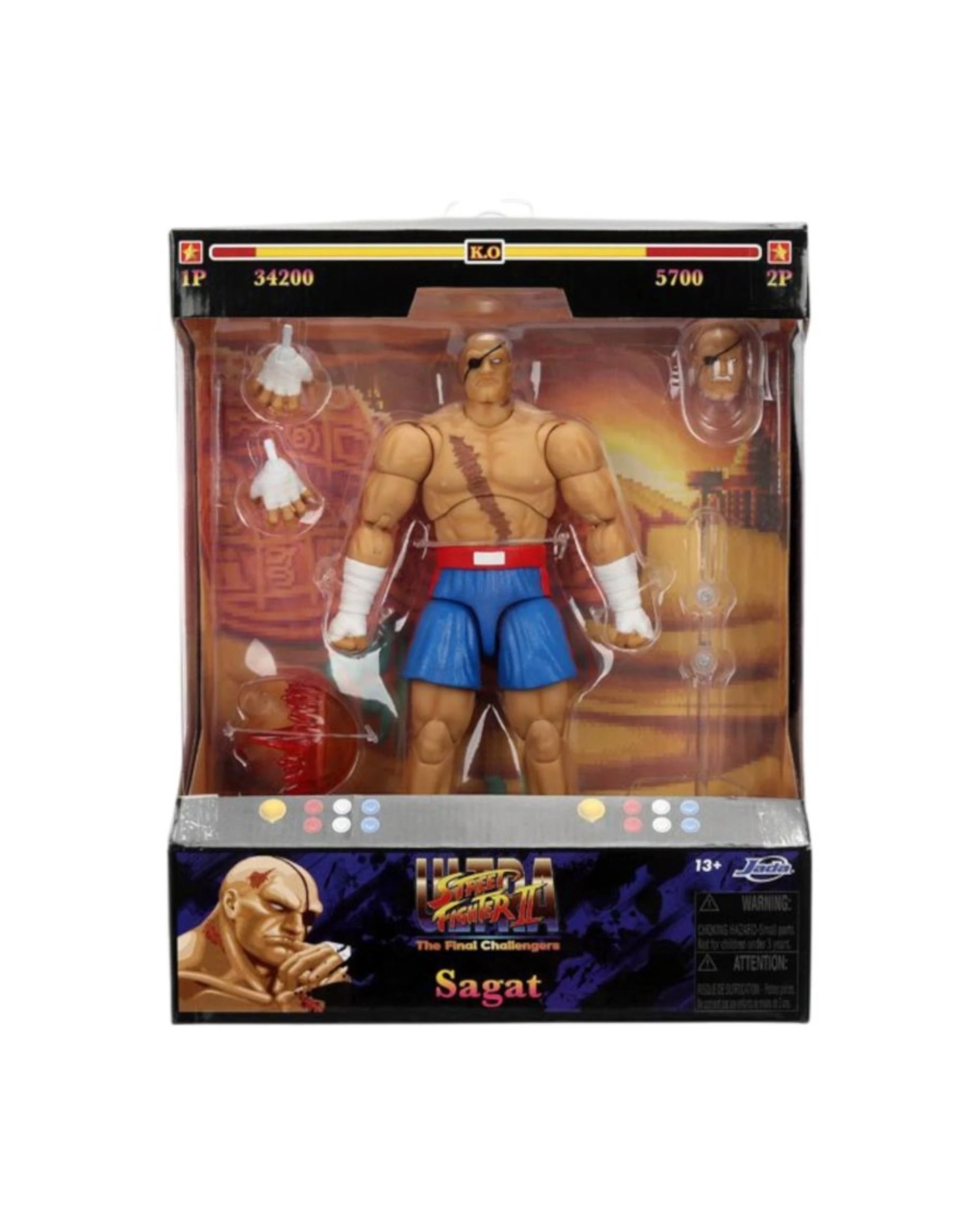 2 Jada Toys Street Fighter II The Final Challengers Sagat 6 inch Action Figure, 2 of 9