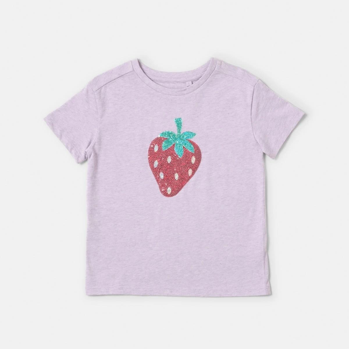 7 Short Sleeve Sequin T-shirt Strawberry, 7 of 8