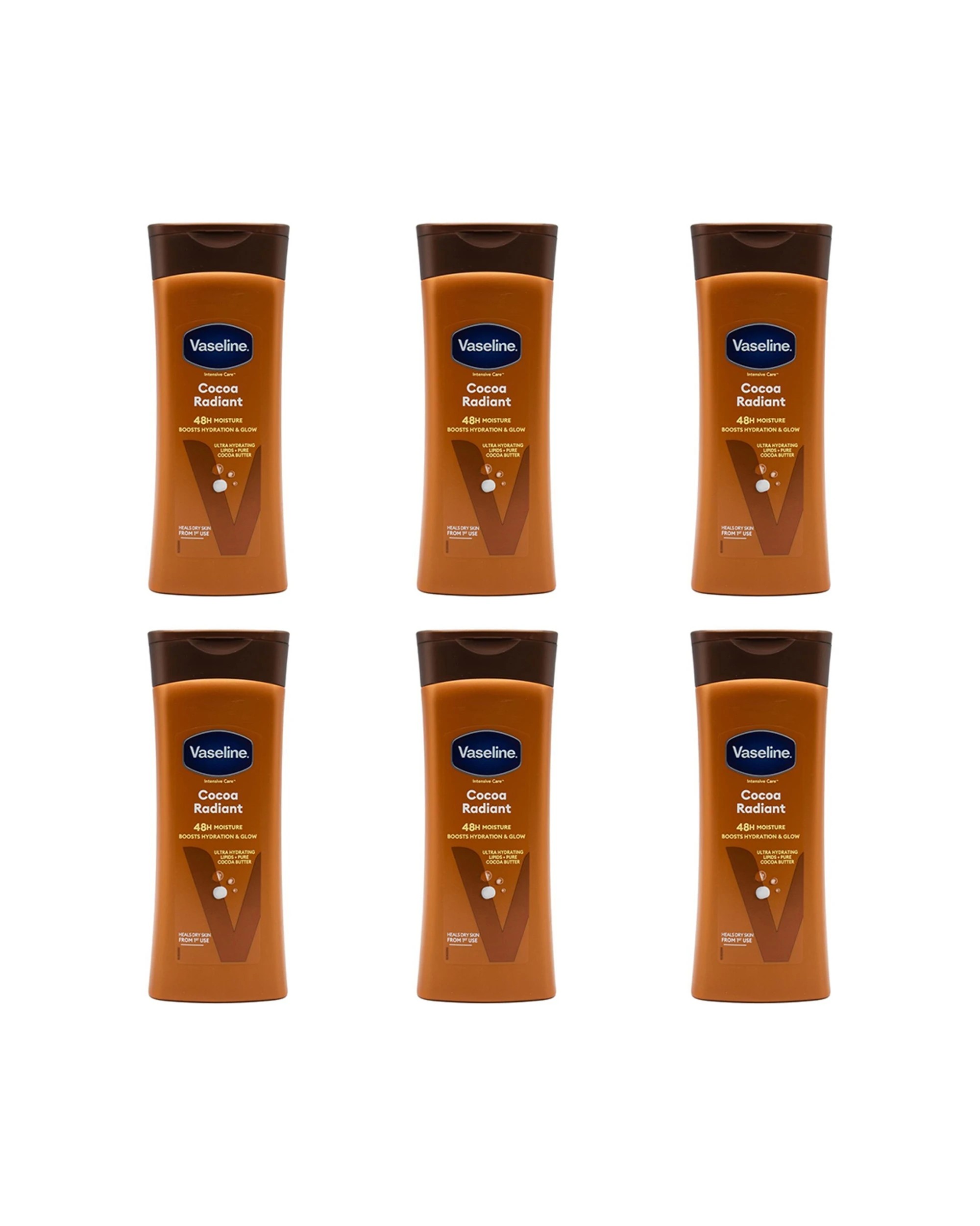 1 Vaseline Intensive Care Body Lotion Cocoa Radiant For Dry Skin 6PK 400ml - Brown, 1 of 3