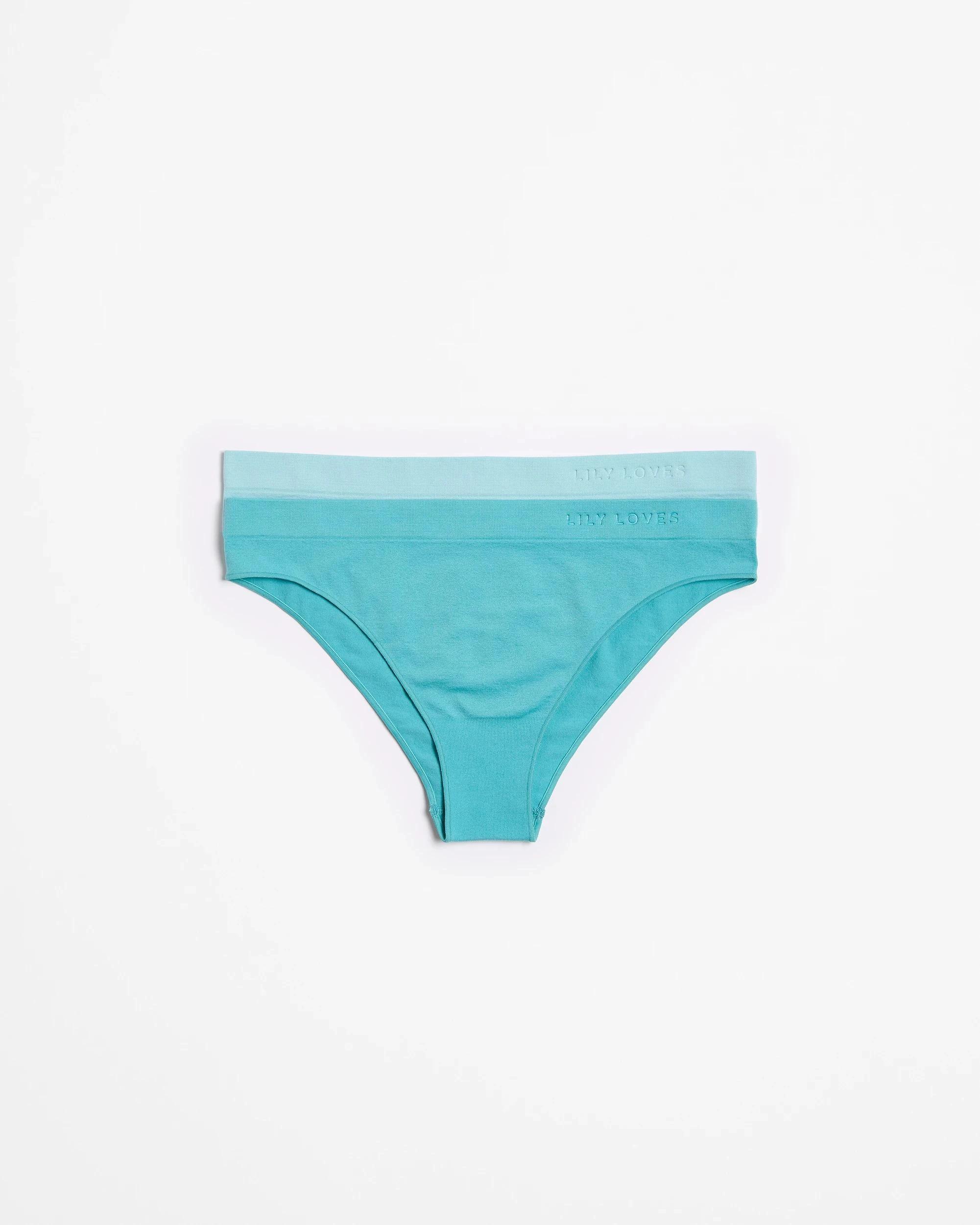 1 2 Pack Seamfree Embossed Brazilian Briefs - Lily Loves PORCELAIN/STRATOSPHERE GREEN, 1 of 4