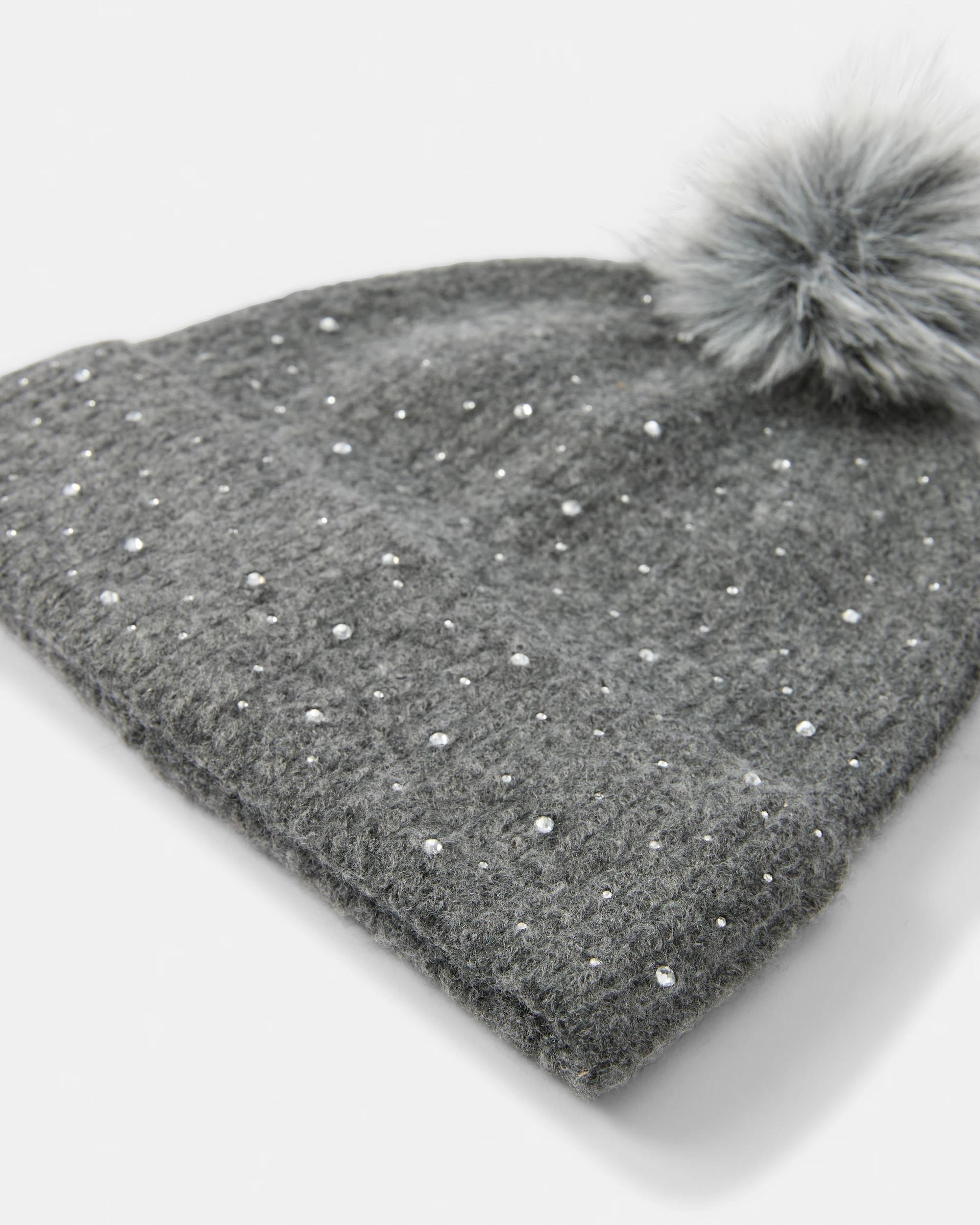 3 Rhinestone Beanie Grey Marle, 3 of 3
