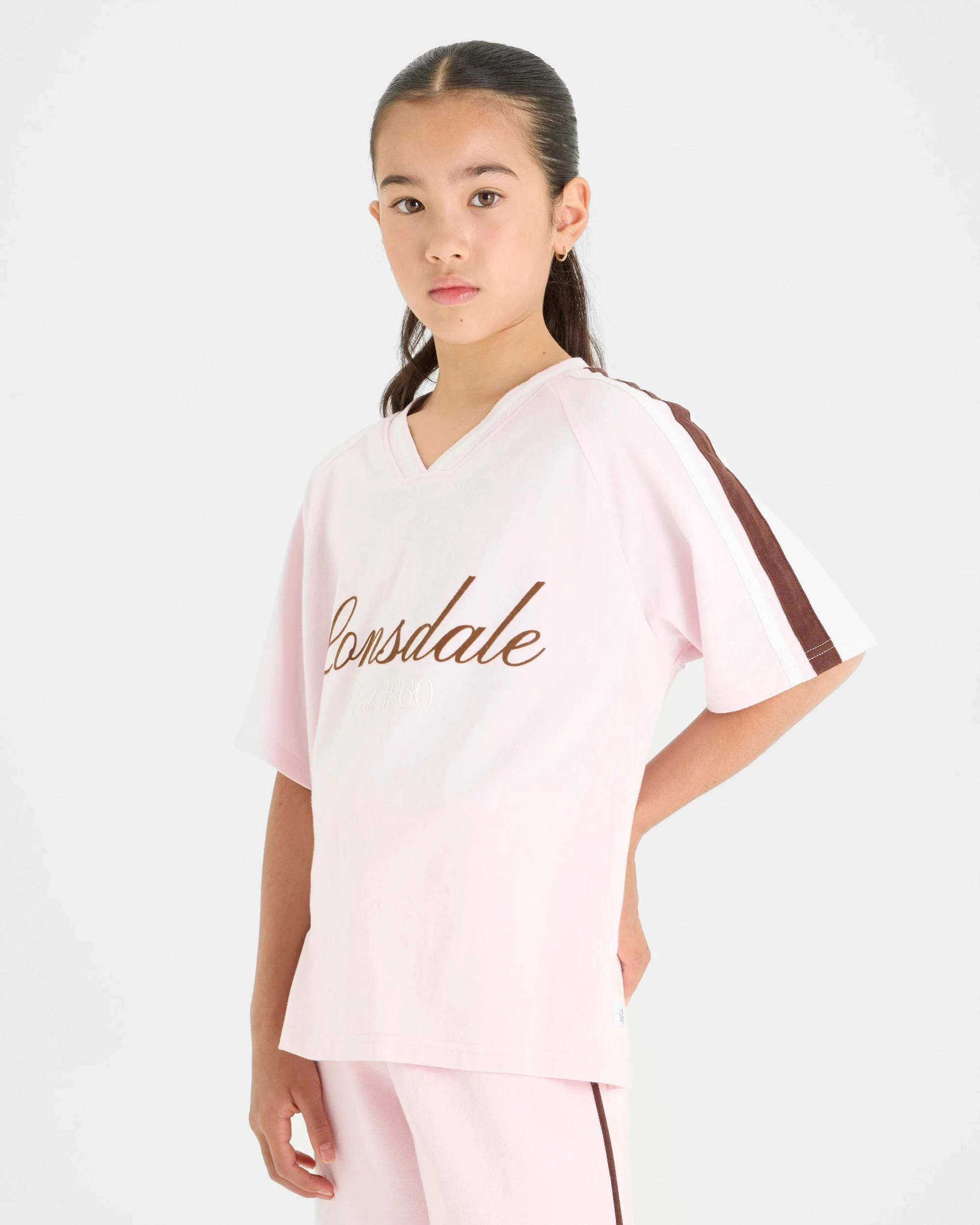 1 Lonsdale London Short Sleeve V-Neck T-Shirt PINK, 1 of 4