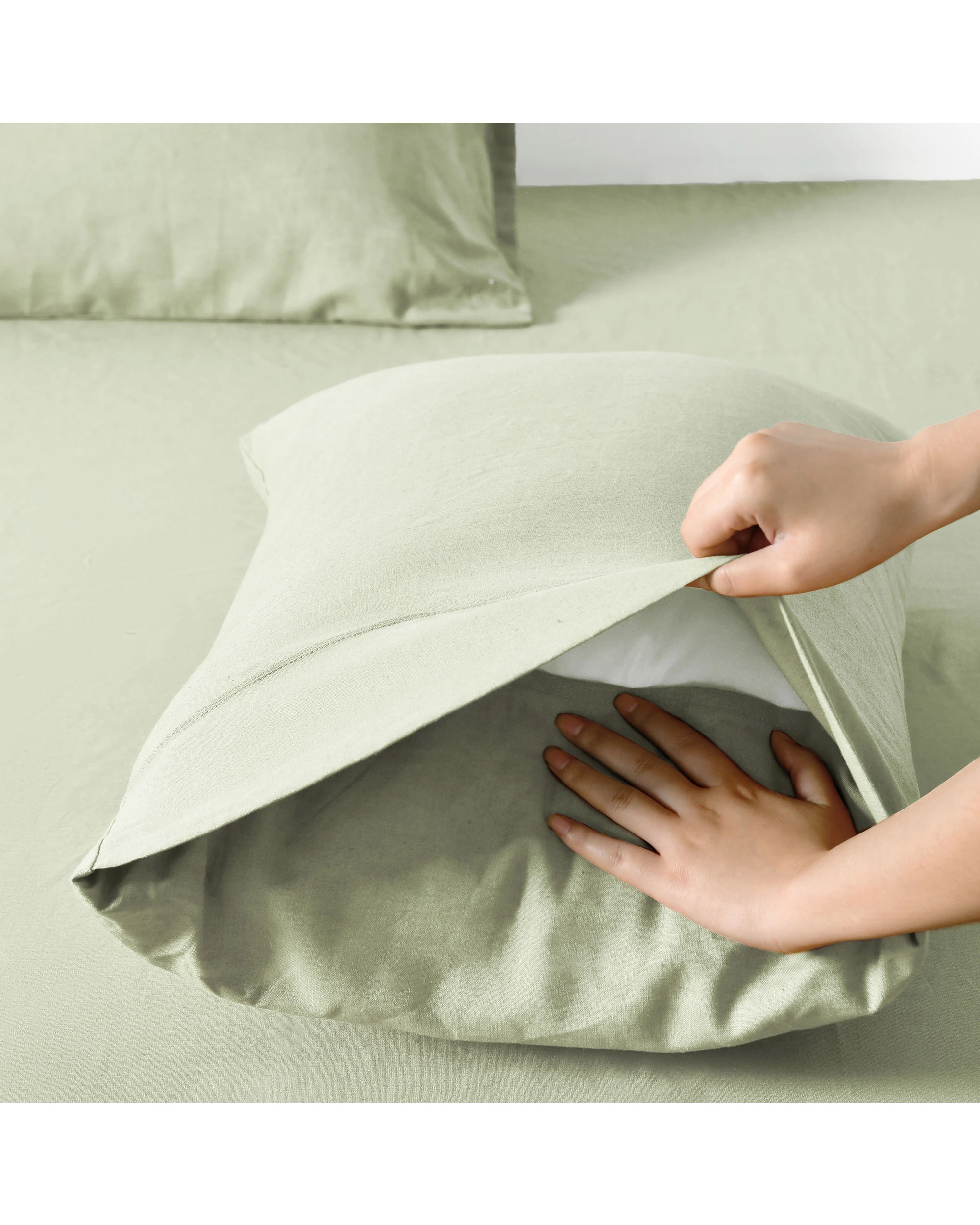 5 Dreamaker Linen Cotton Sheet Set - Single Bed - Sage, 5 of 7