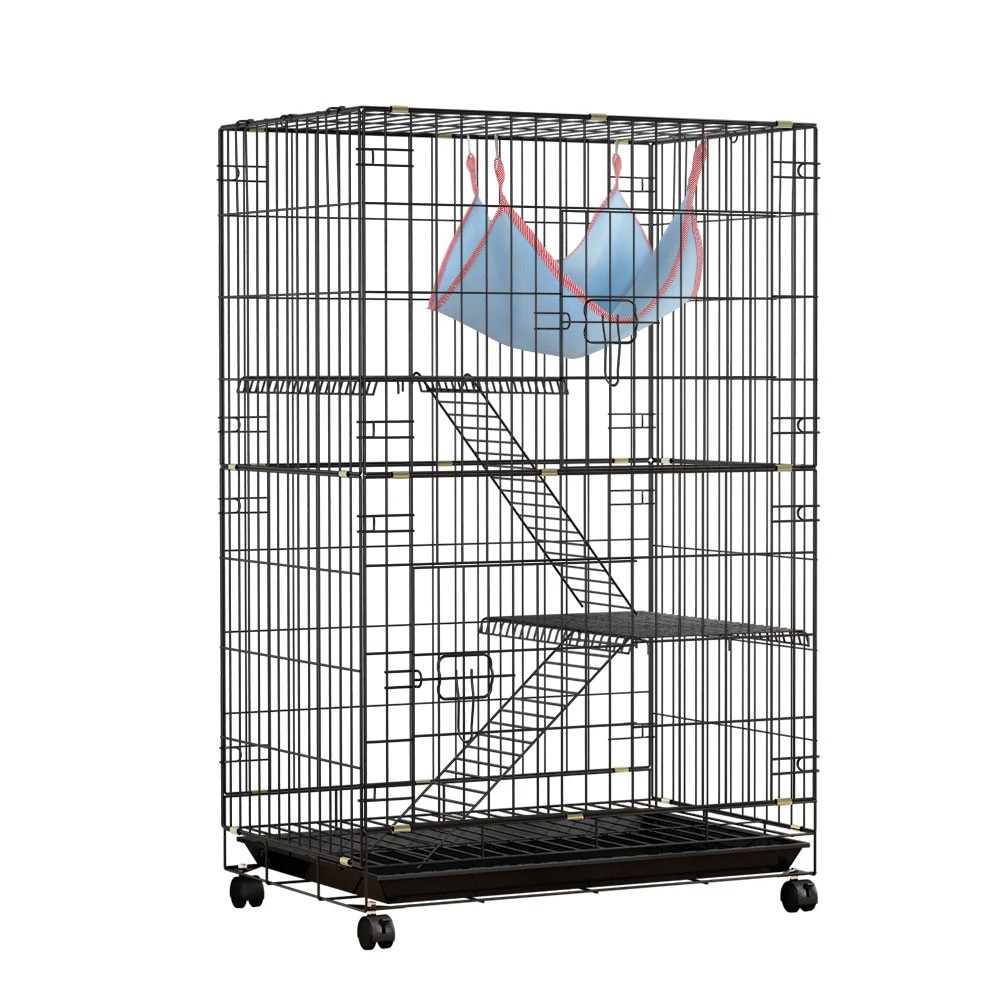1 i.Pet Rabbit Cage 100cm Hutch 3 Level Indoor Guinea Pig Ferret - Black, 1 of 6