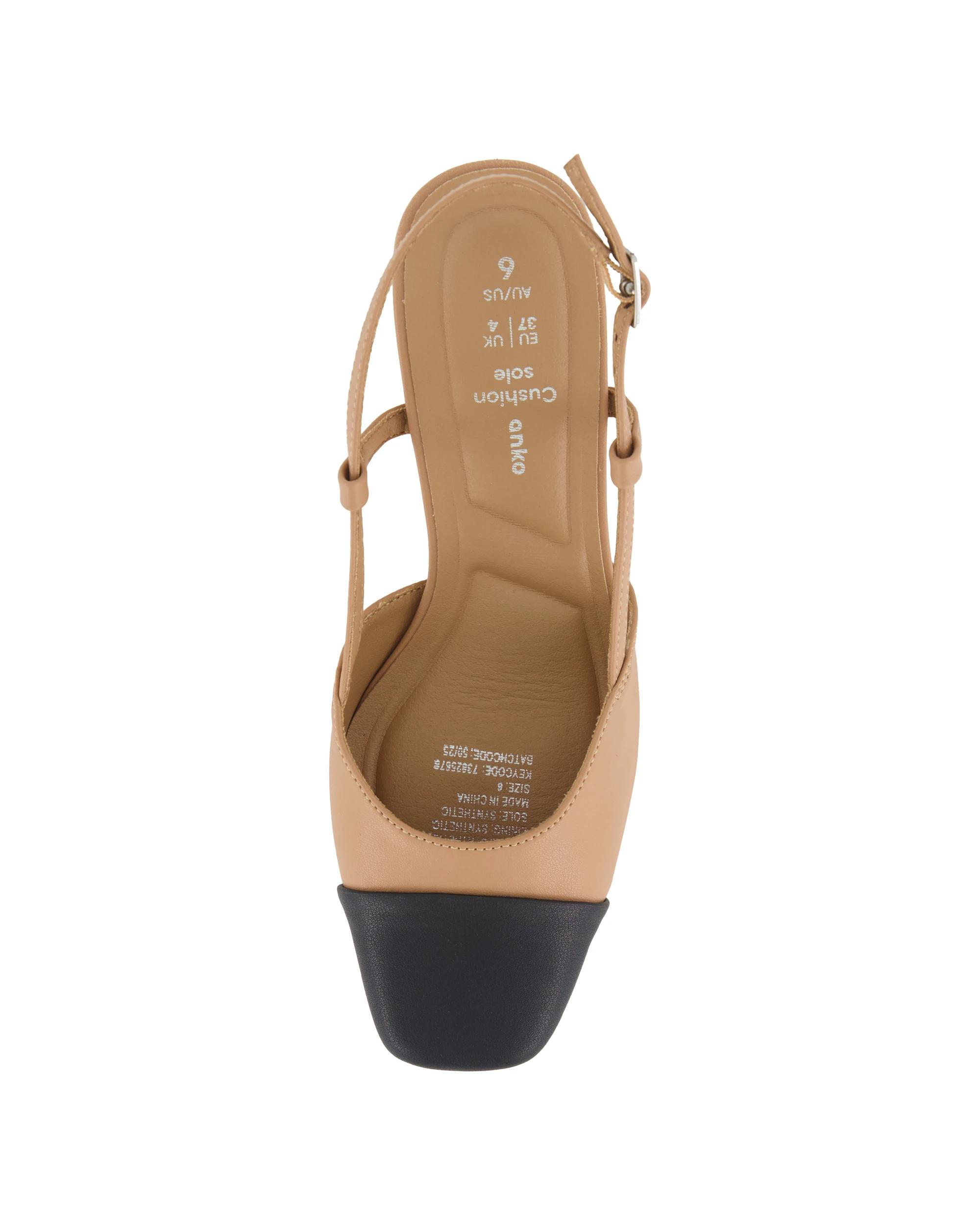 3 Slingback Toe Cap Heels Taupe, 3 of 5