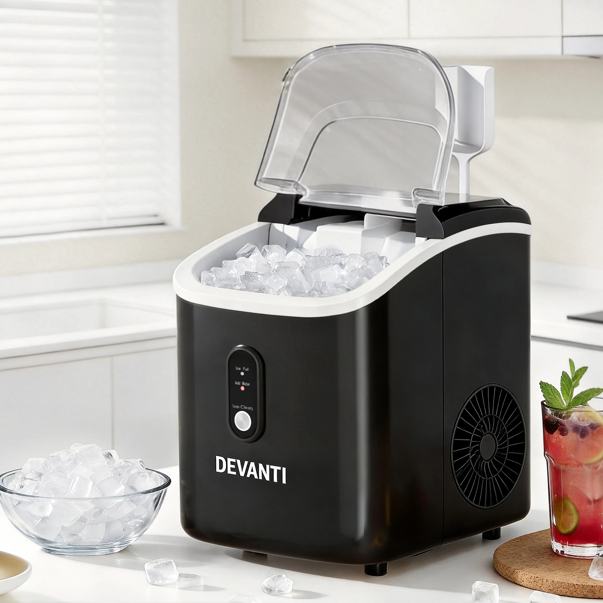 8 Devanti  Nugget Ice Maker Machine Ice Cube Tray Counter Party - Black, 8 of 10