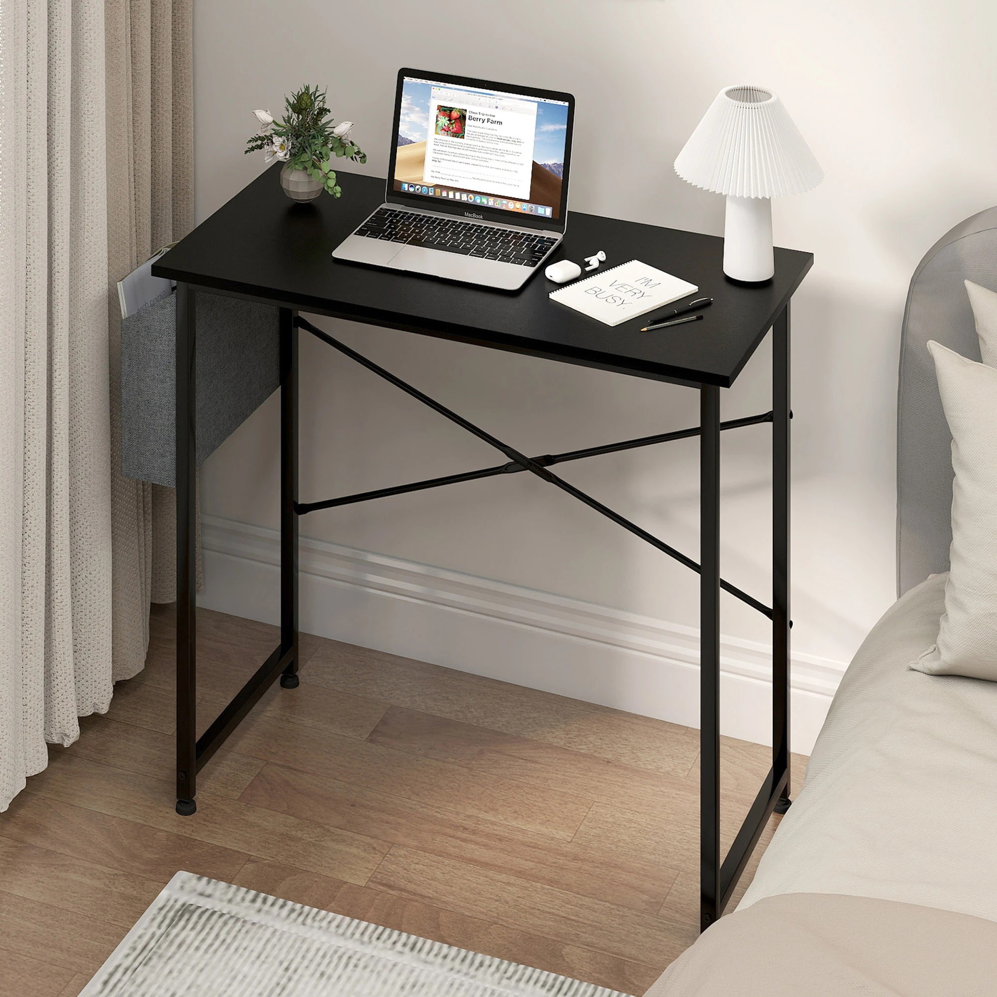 7 Levede Computer Desk with Storage Bag - Black, 7 of 9
