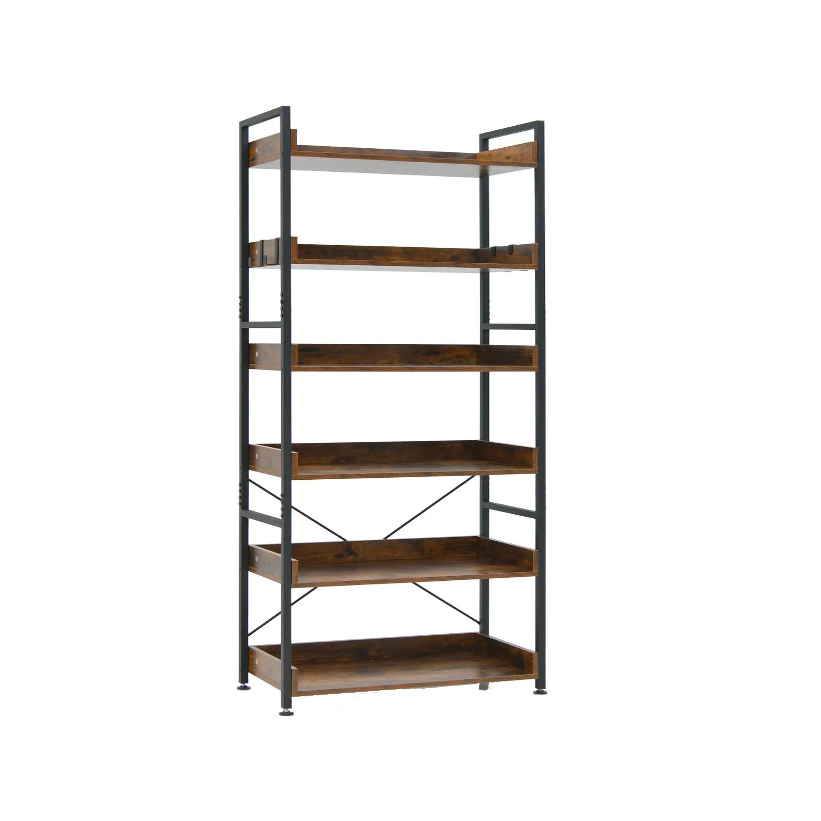 1 Costway 6-Tier Bookshelf Tall Display Shelf Storage Rack Bookcase - Brown, 1 of 4