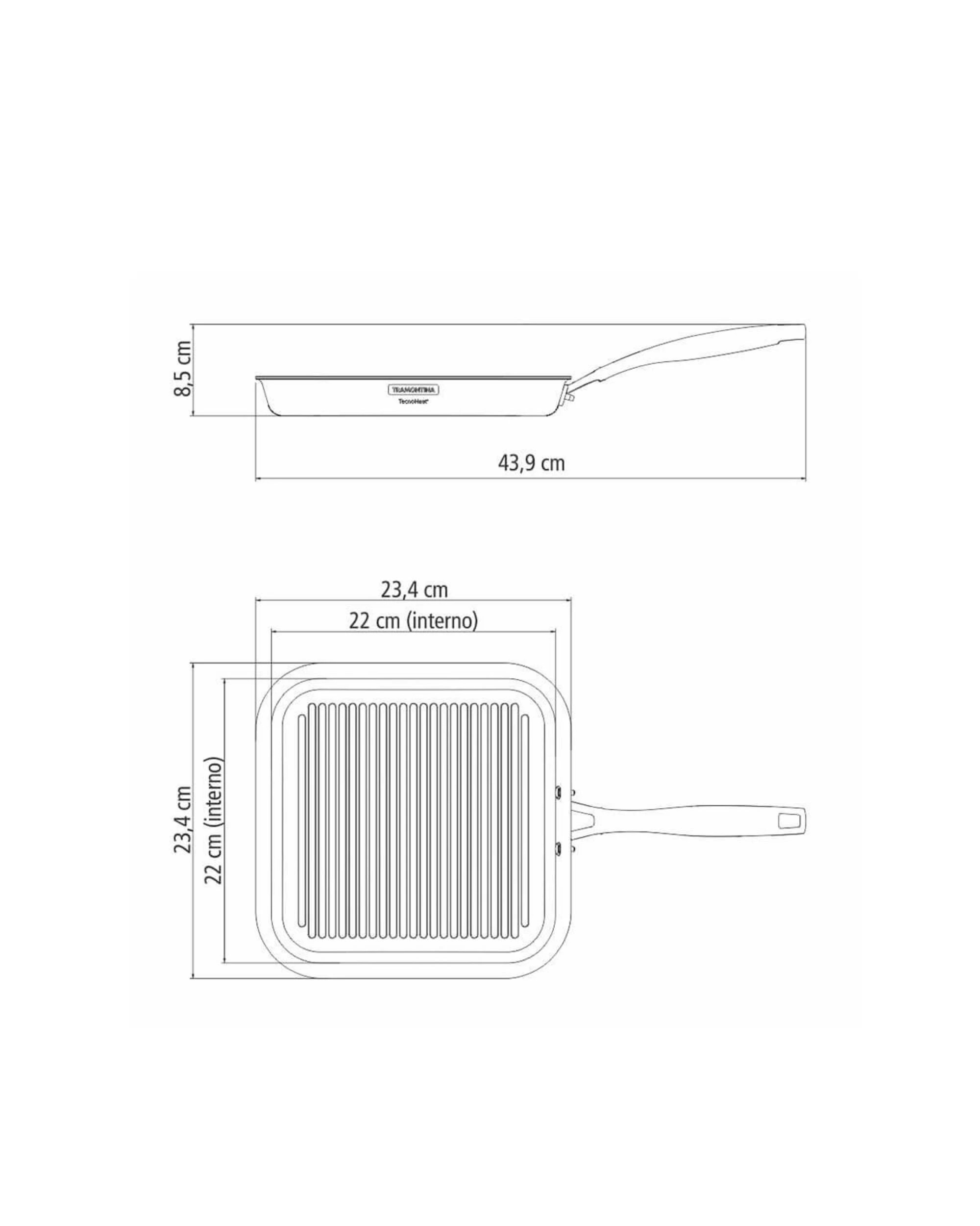 4 Tramontina Grano 22cm Tri-Ply Clad Skillet Grill Pan, 4 of 4