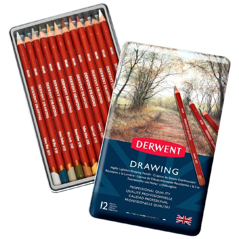 1 Derwent Drawing Tin Set 12 Pack, 1 of 4