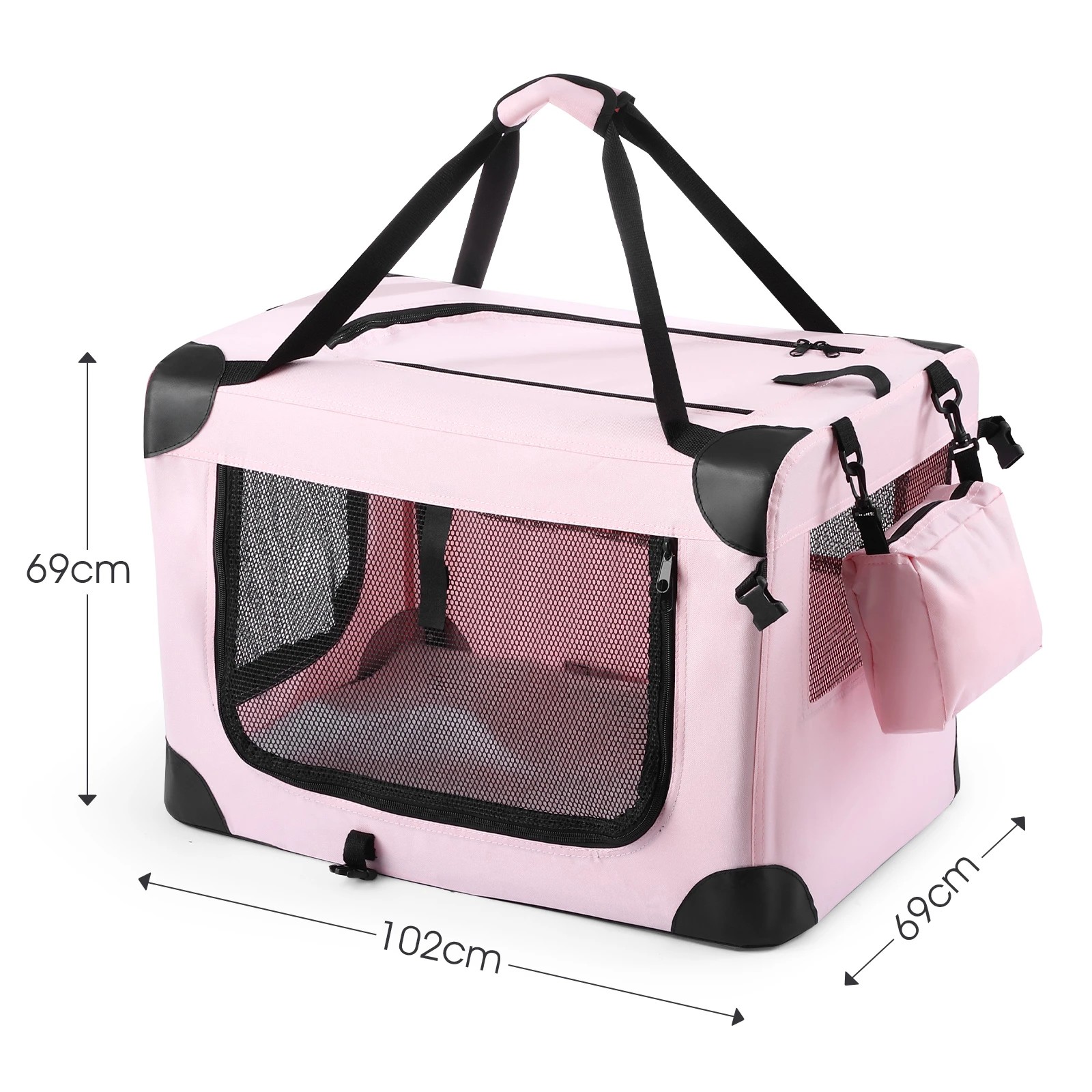 1 Pet Scene Dog Crate Kennel Soft Cat Travel Carrier Puppy Carry Bag Pink, 1 of 4