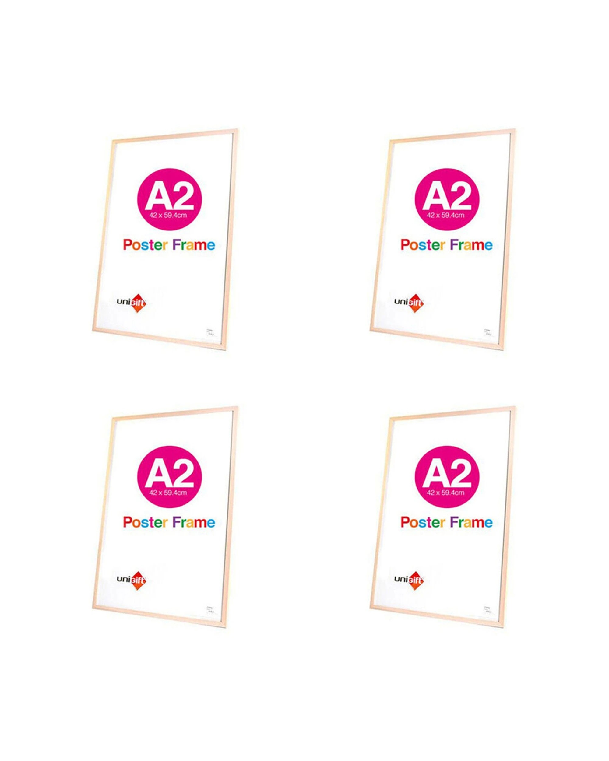 1 Unigift 4PK A2 Wooden Glass Poster Picture Photo Frame Home Decor 42x59.4cm - Natural, 1 of 1
