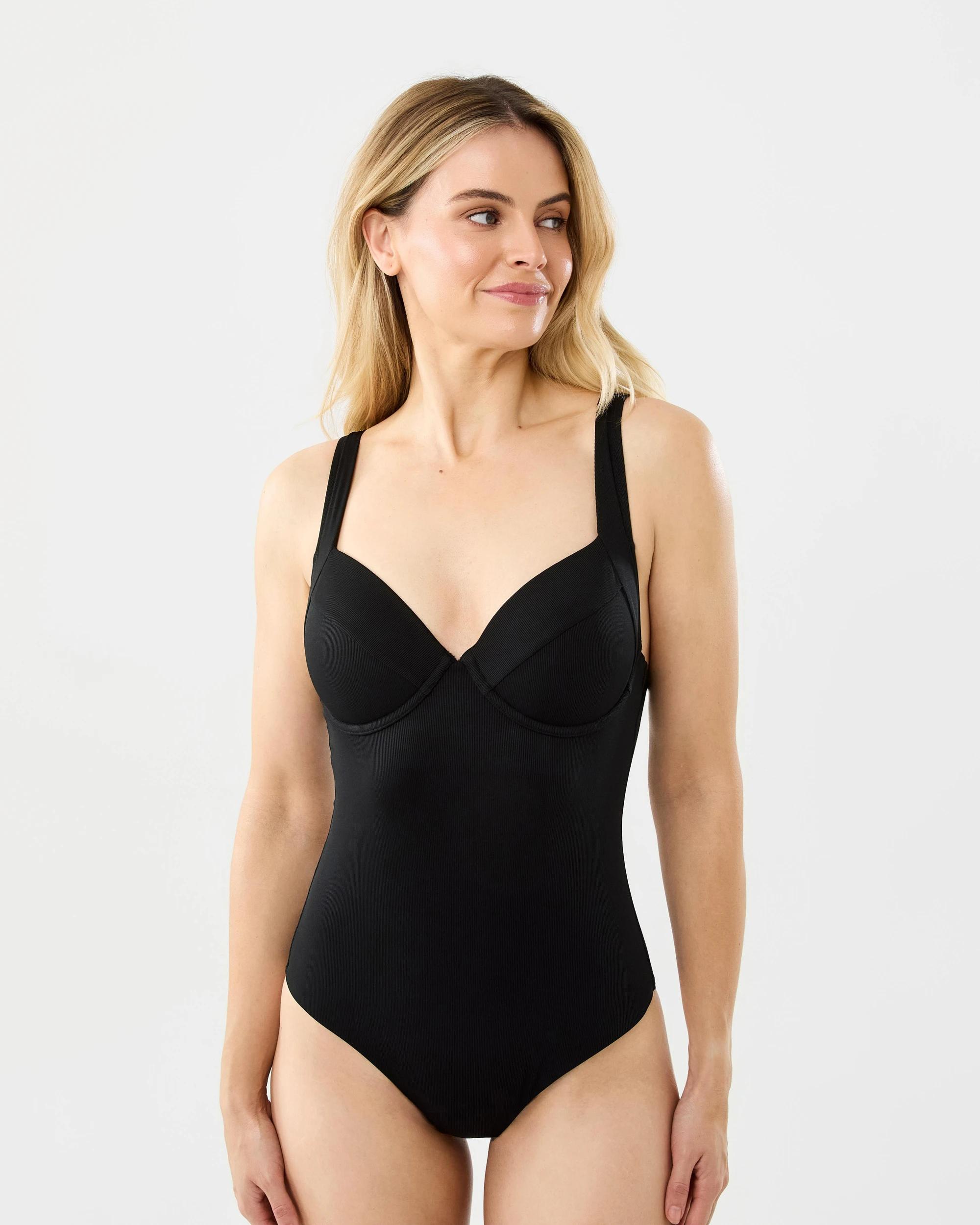 1 Moulded Underwire One Piece Swimsuit Black, 1 of 7